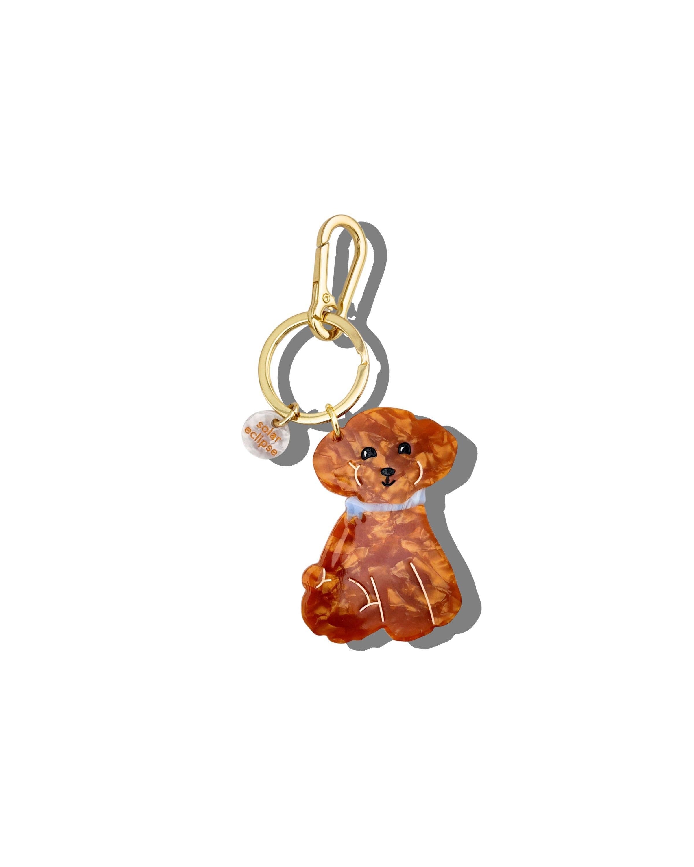 Brown Hand-painted Doodle Puppy Bag Charm + Keychain | Solar Eclipse | Bag Charm