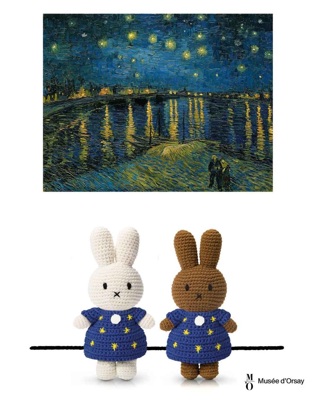 Miffy Handmade Crochet  Keyring in Starry Night Dress