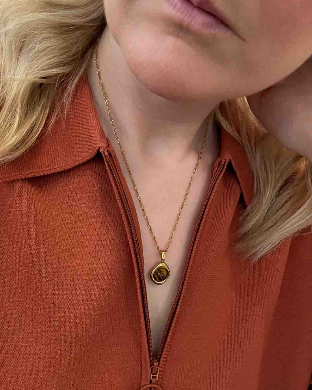 Gold Monroe Tiger Eye Necklace