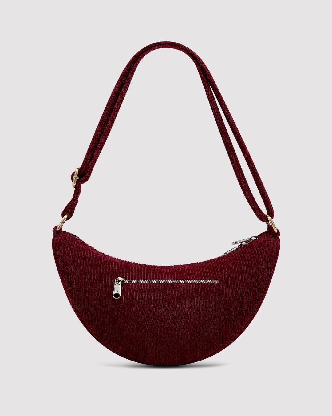 Burgundy Corduroy Andrea Crescent Bag hindbag