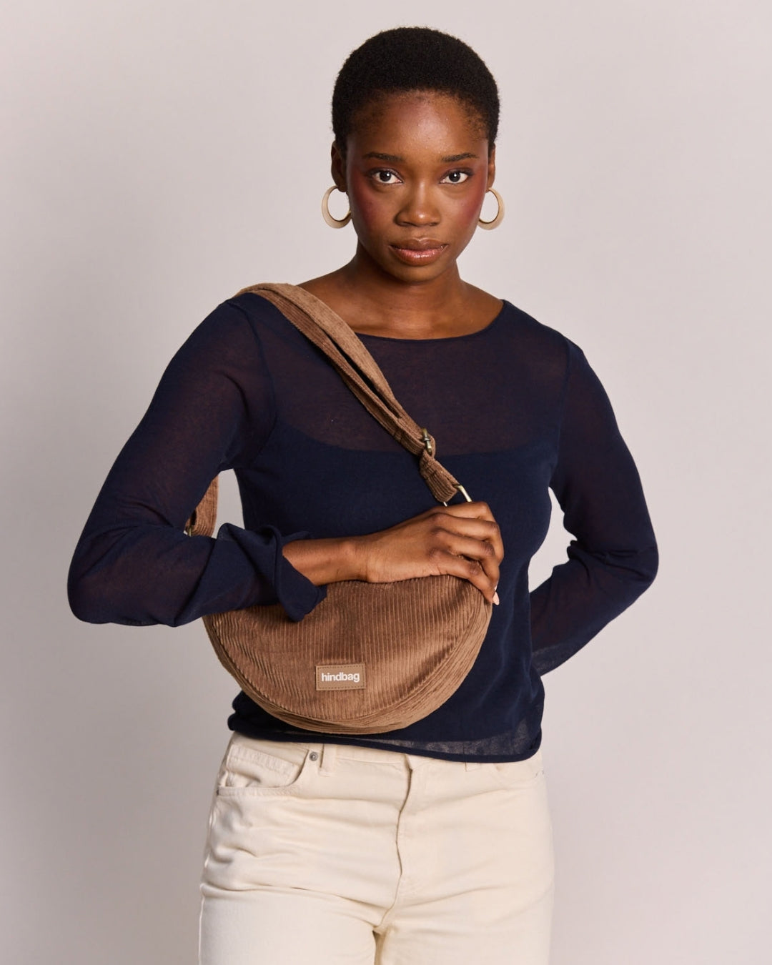 Macchiato Corduroy Andrea Crescent Bag hindbag