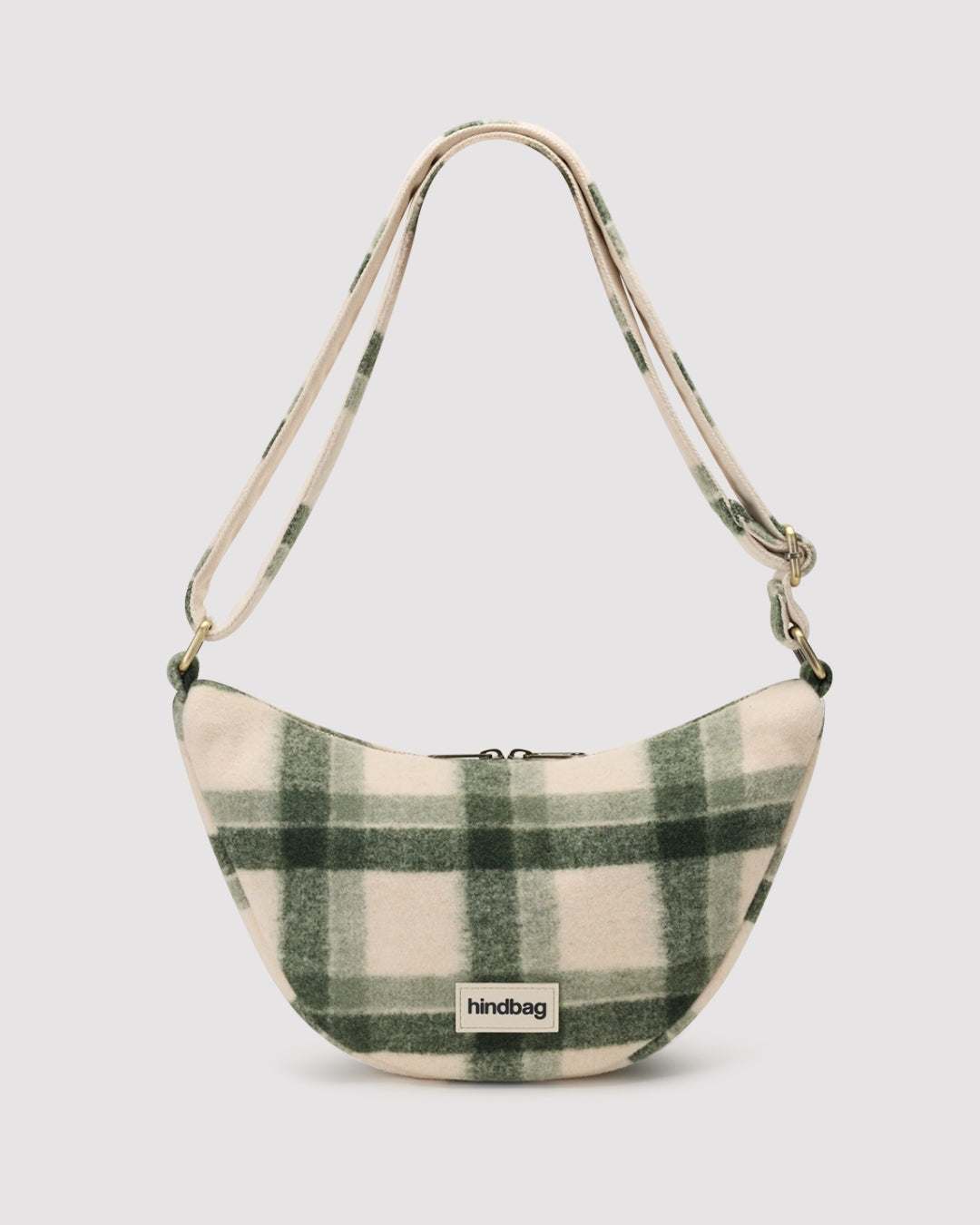 Green Tartan Andrea Crescent Bag hindbag