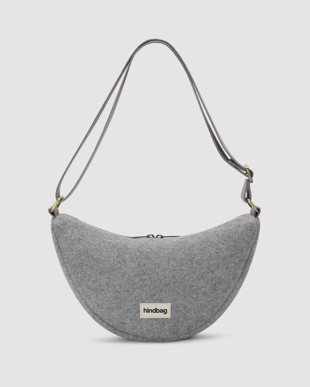 Grey Wool Effect Andrea Crescent Bag hindbag