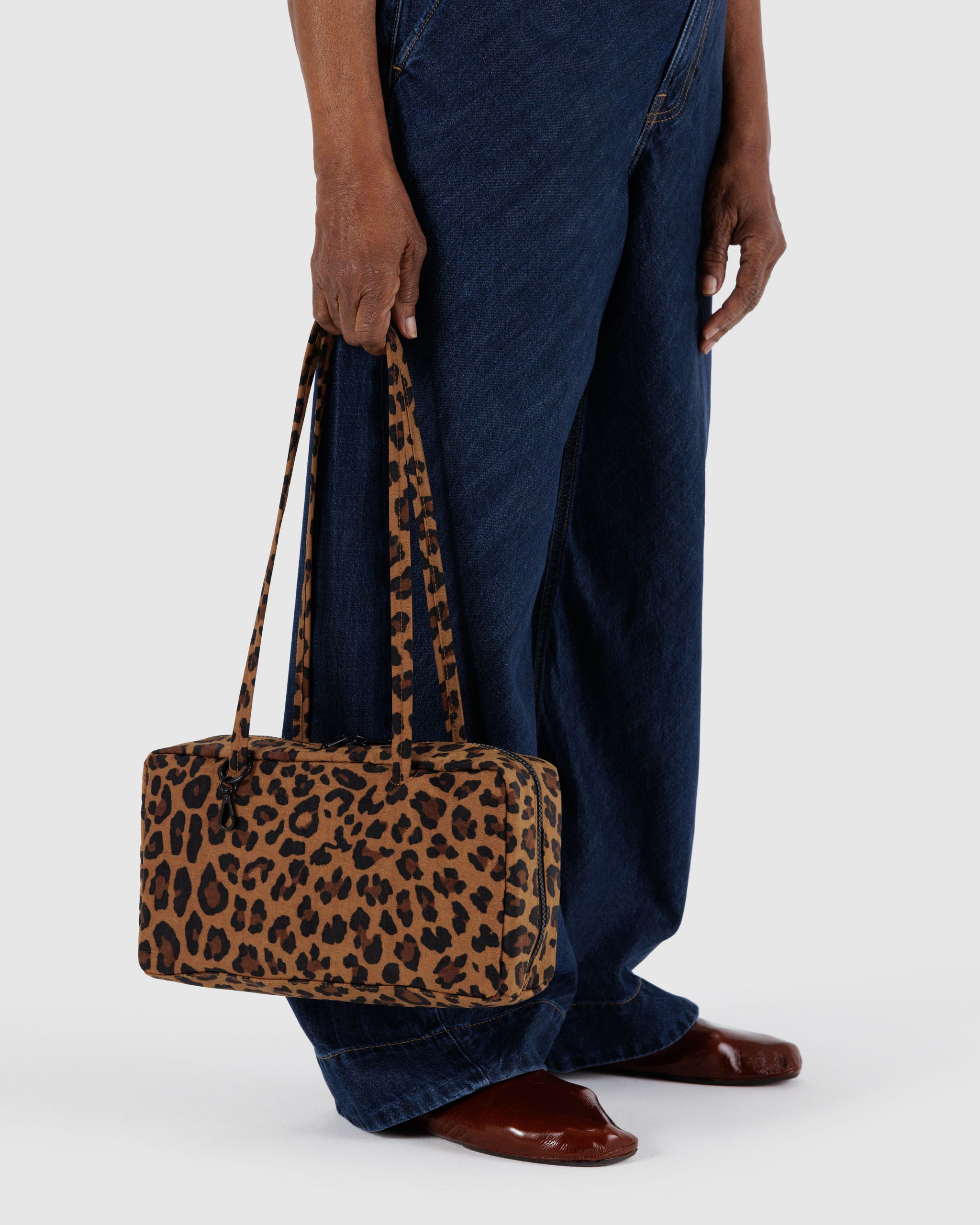 Leopard Nylon Bowler Bag