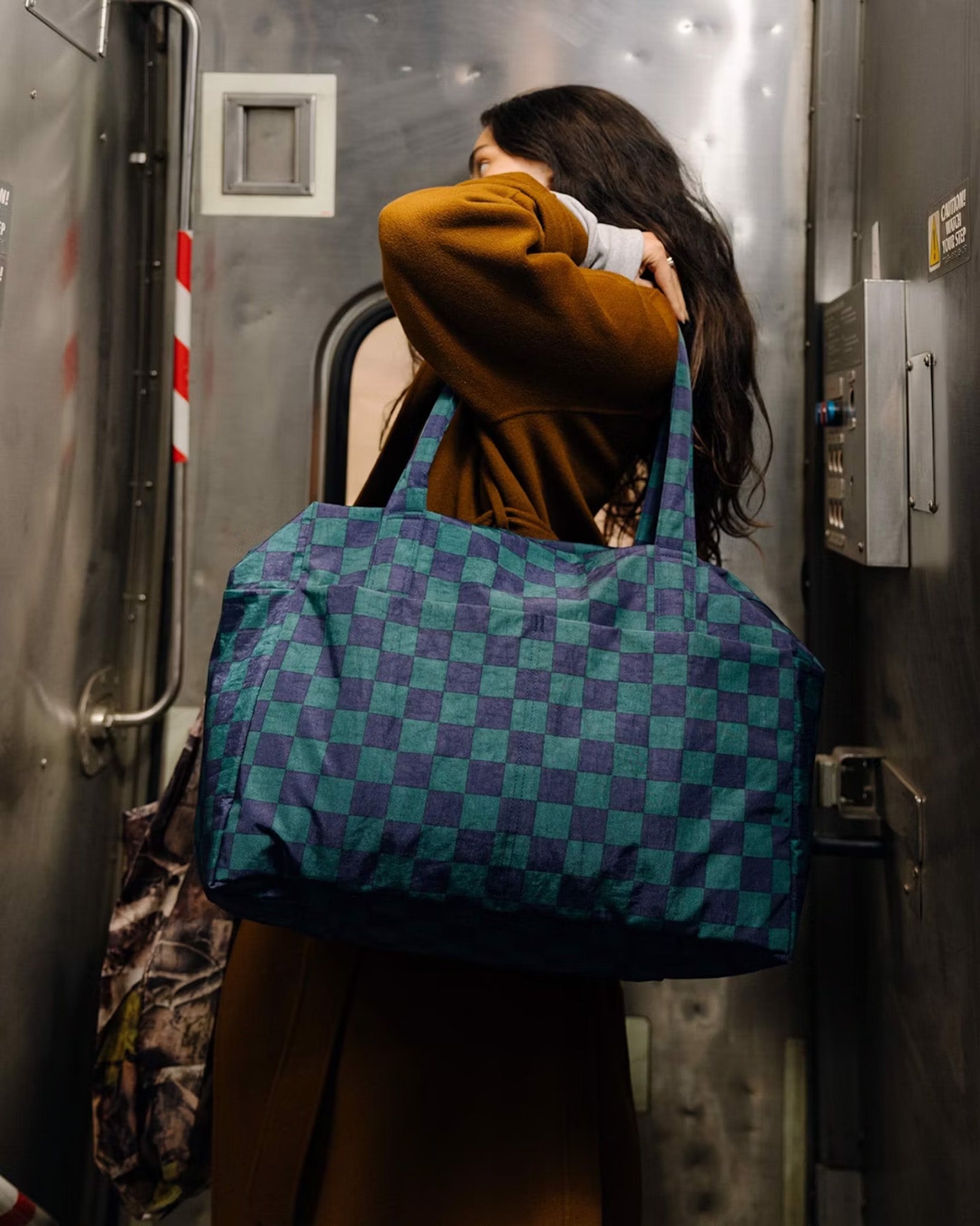 Navy Green Check Cloud Carry-on