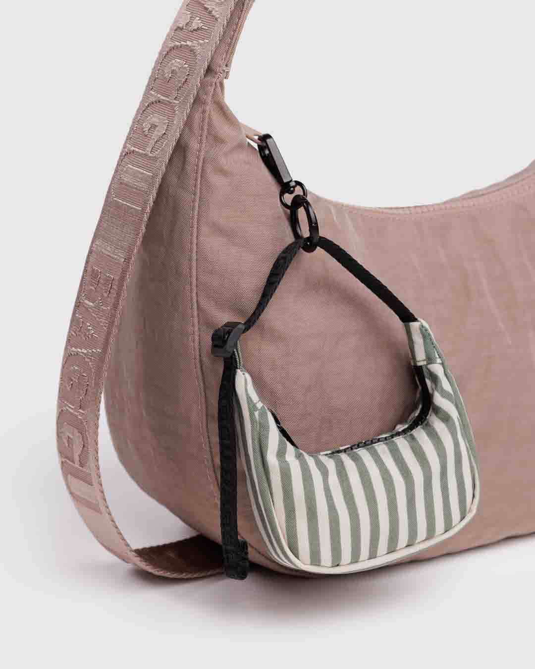 Sage Stripe Crescent Bag Charm BAGGU