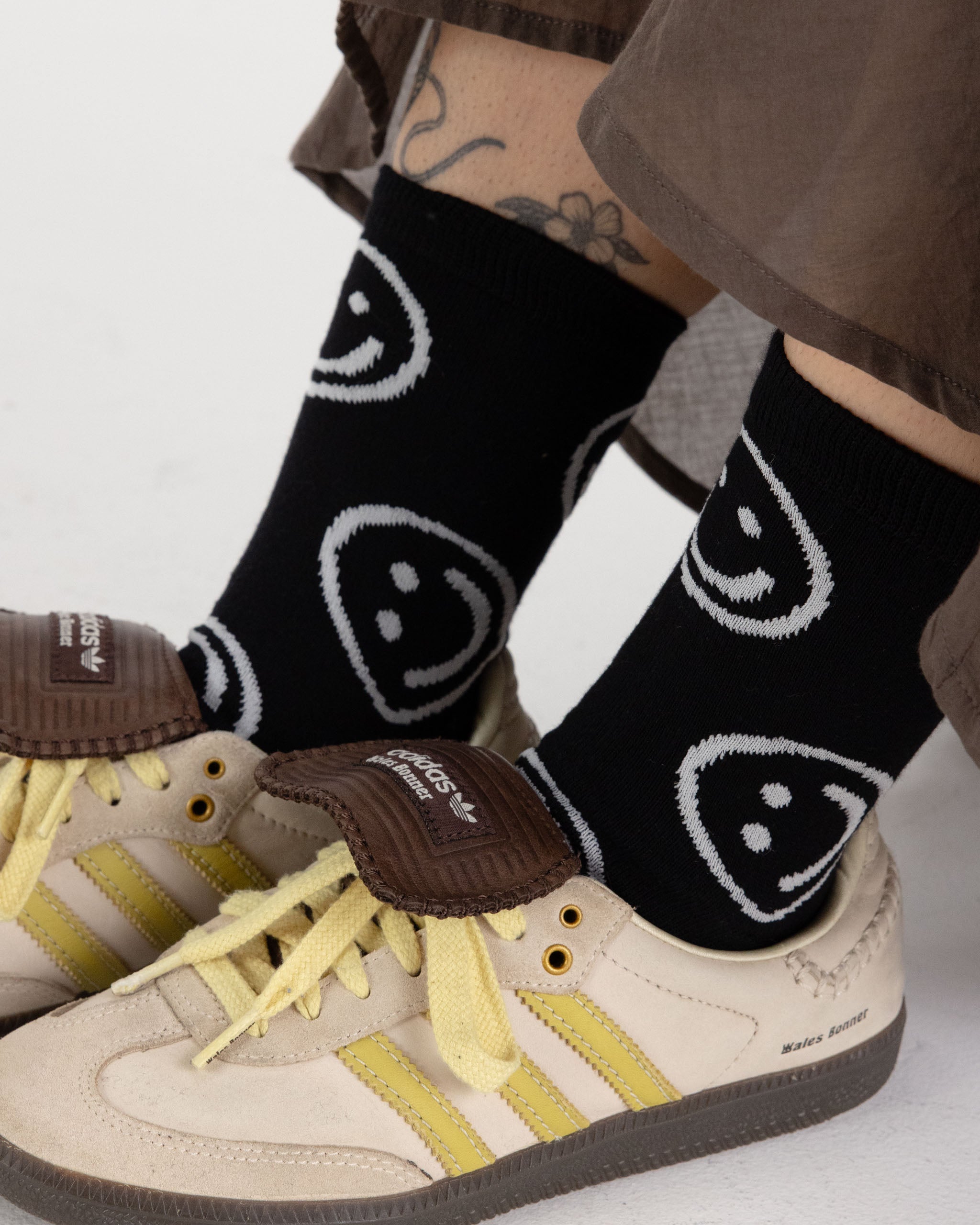 Black Happy Crew Sock
