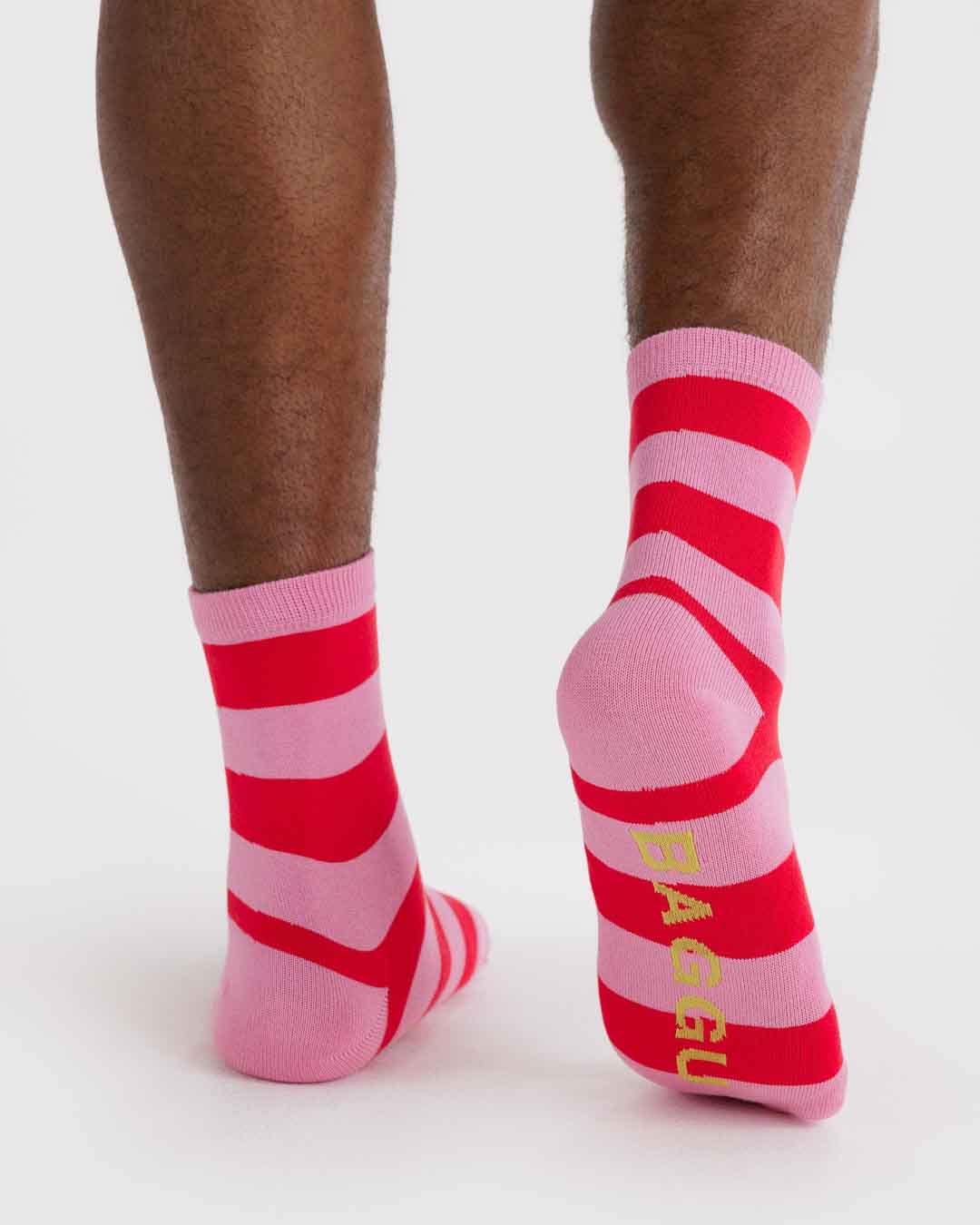 Pink Stripe Crew Sock