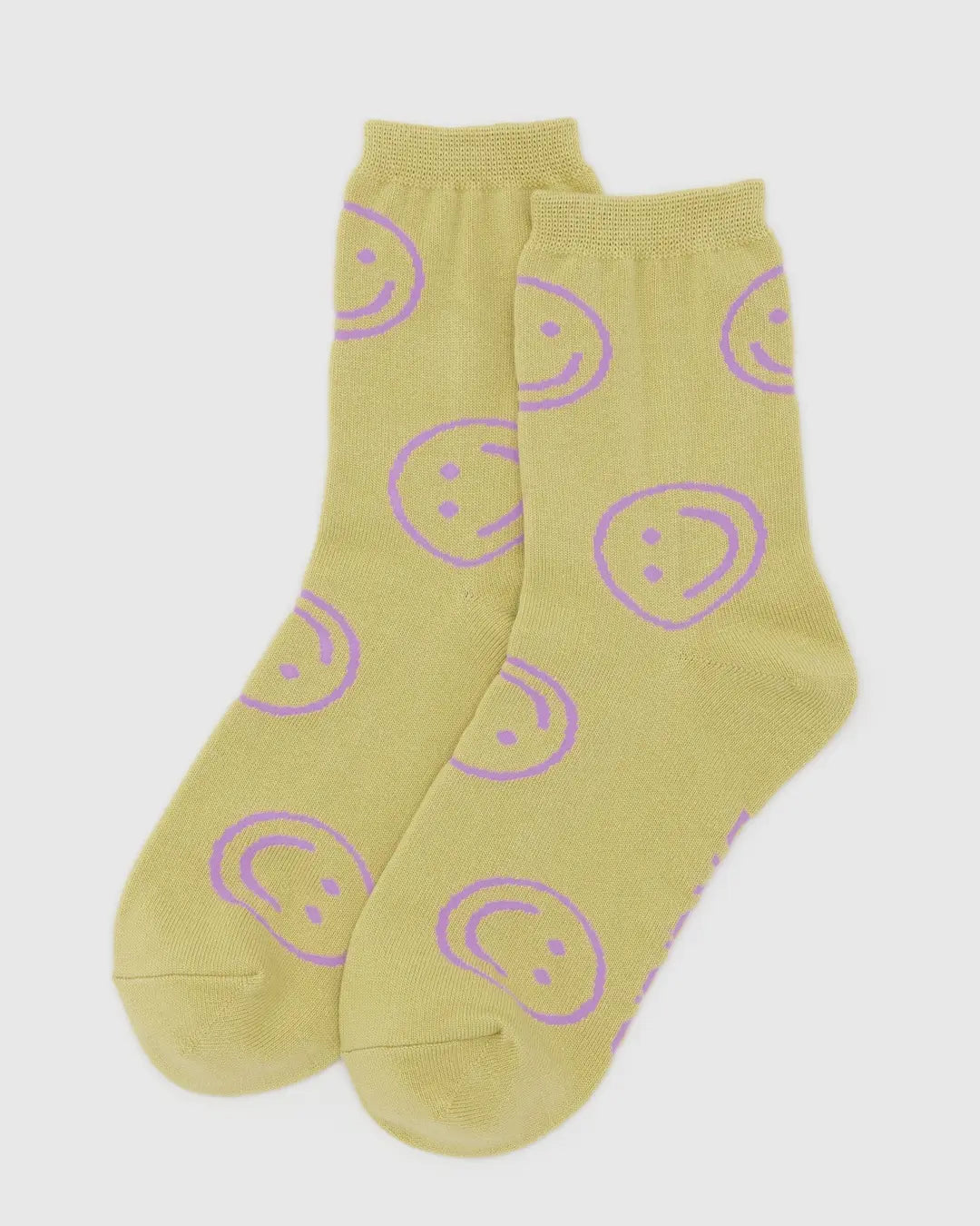 Straw Periwinkle Happy Crew Sock | BAGGU | Socks