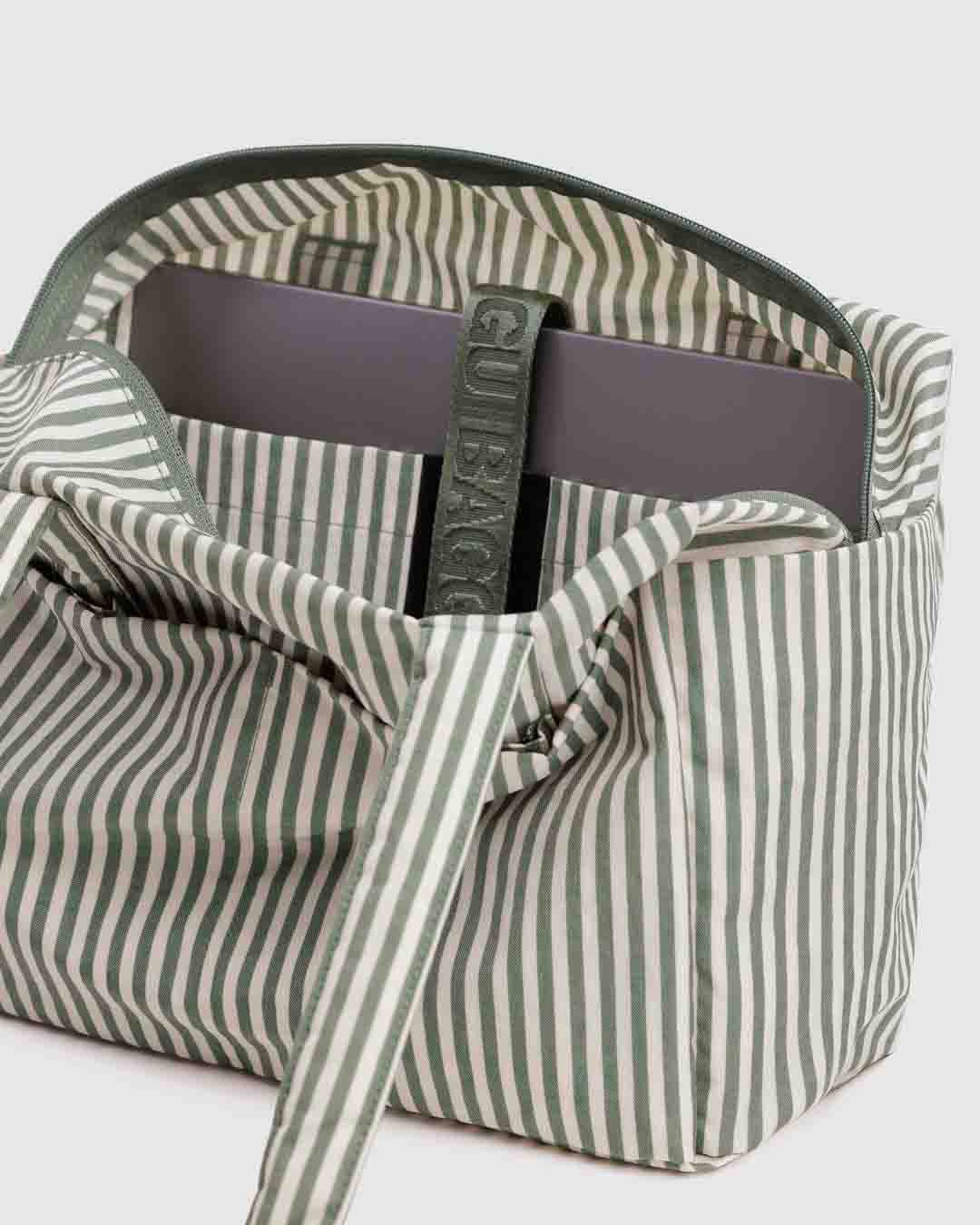 Sage Stripe Everyday Cloud Bag