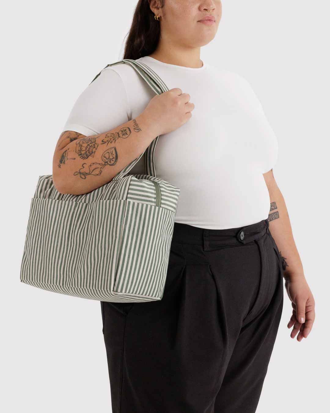 Sage Stripe Everyday Cloud Bag