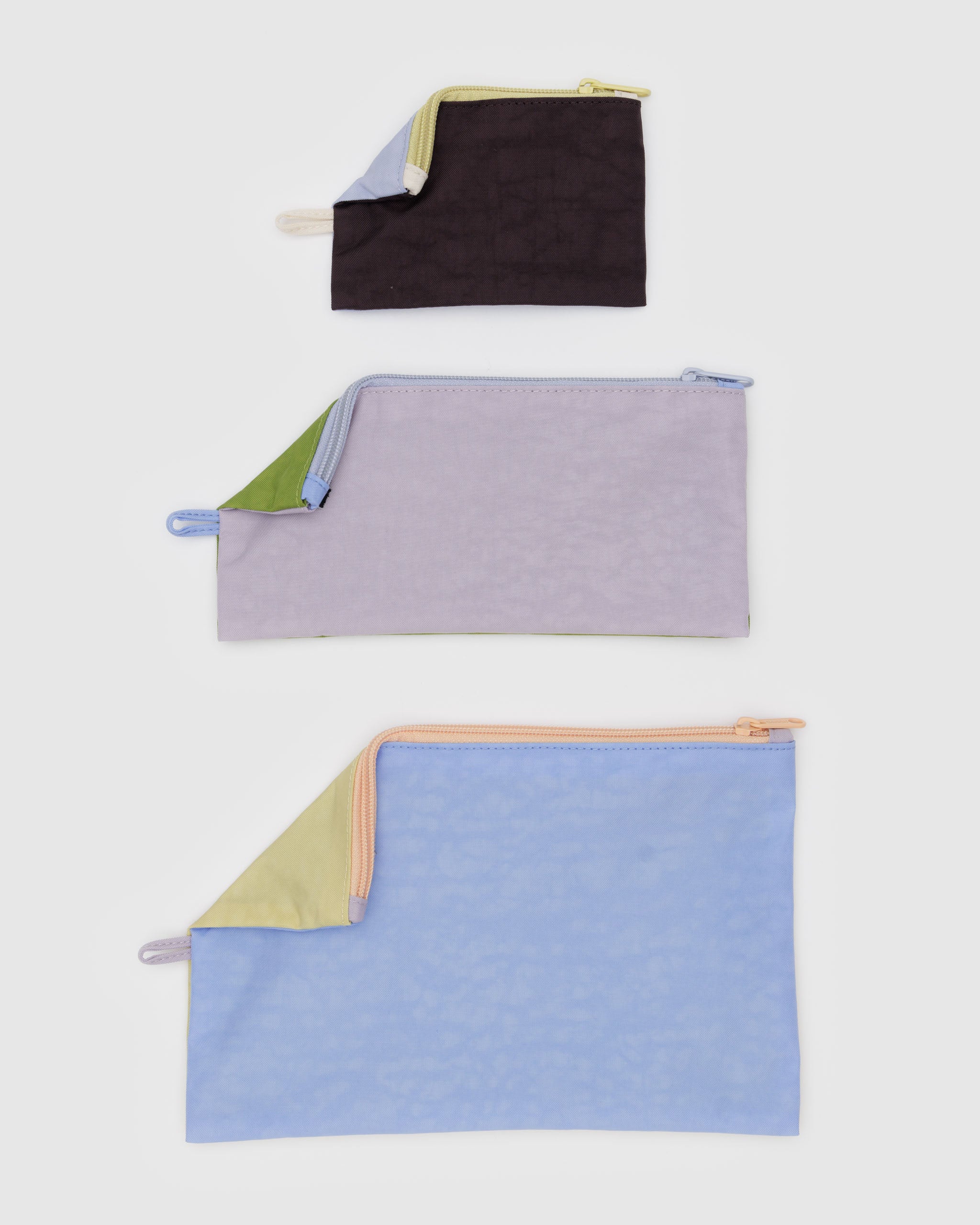 Pastel Colorblock Flat Pouch Set | BAGGU | Packing + Organisation