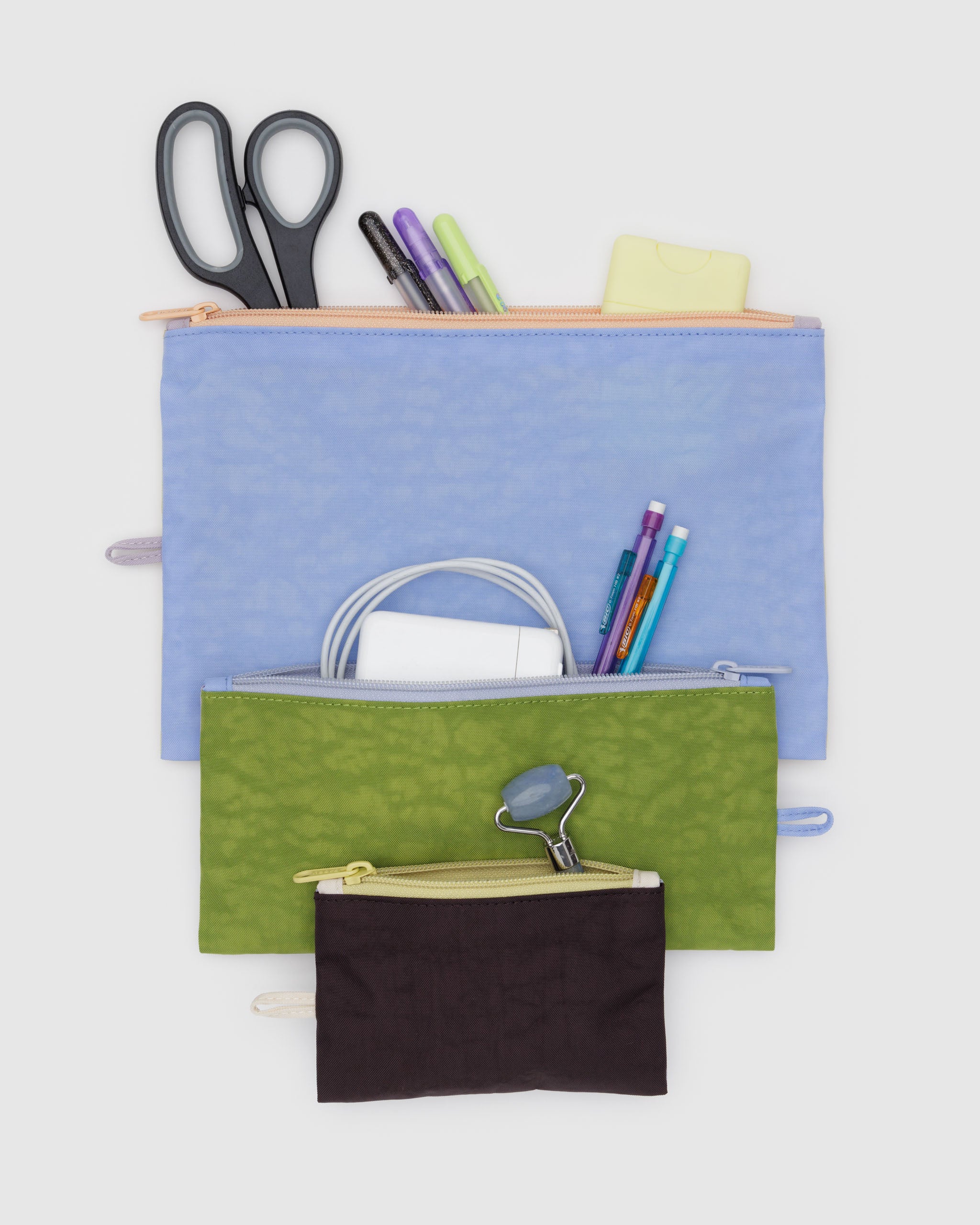 Pastel Colorblock Flat Pouch Set | BAGGU | Packing + Organisation