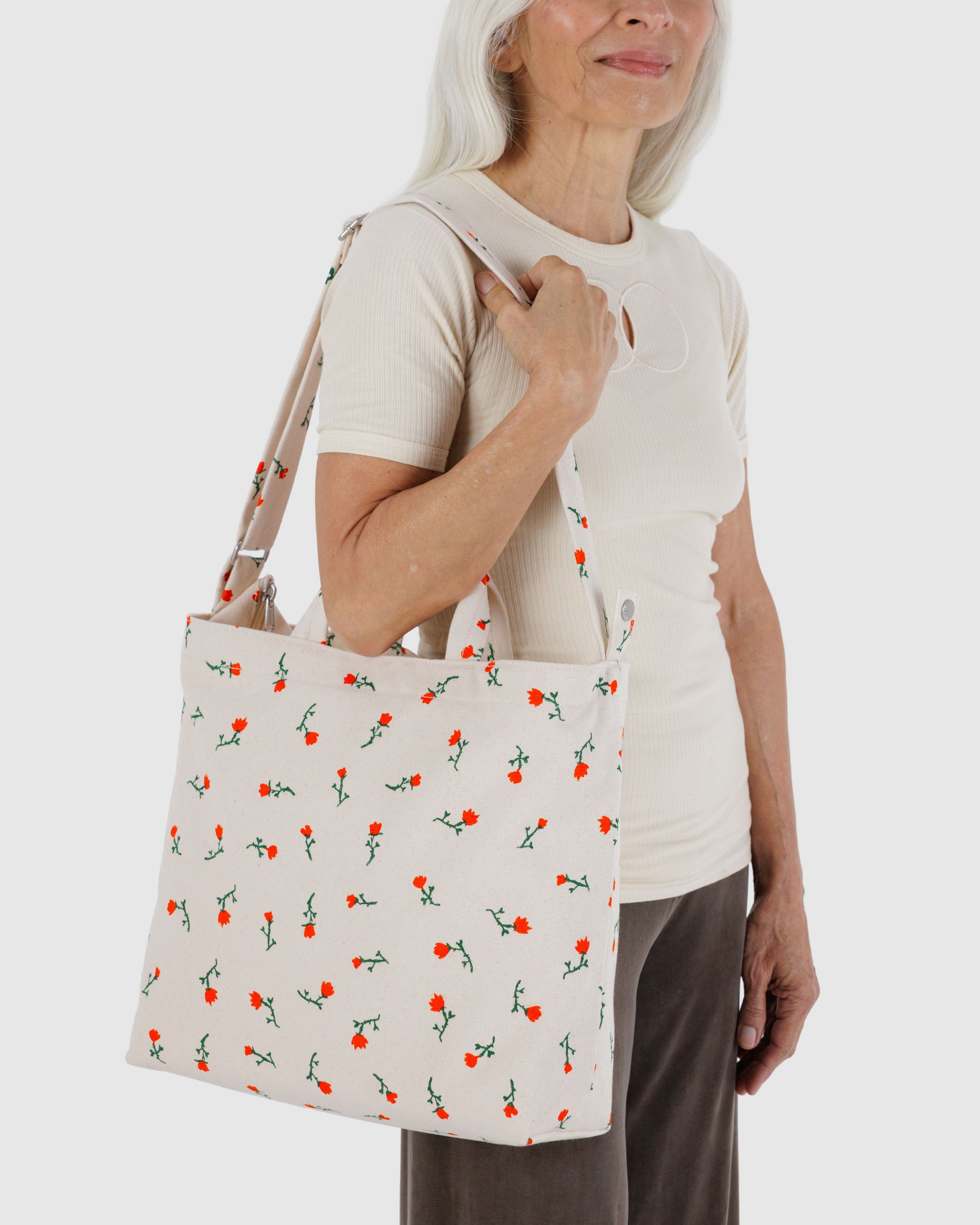 BAGGU Painted Wildflower horizontal zip duck bag | BAGGU | Canvas Tote Bag