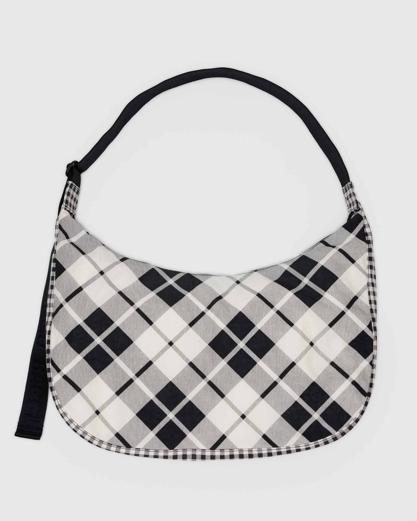 BAGGU ショルダーバッグ Large Nylon Crescent Bag WhiteGingham Large Nylon Crescent Bag Black & White Gingham - Baggu