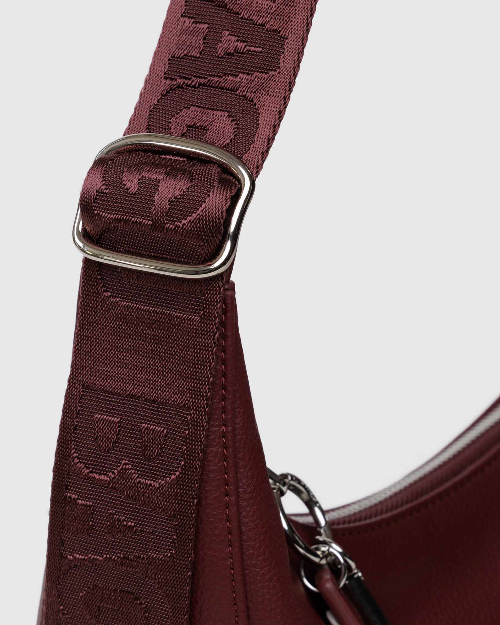 Mahogany Medium Recycled Leather Crescent Bag BAGGU