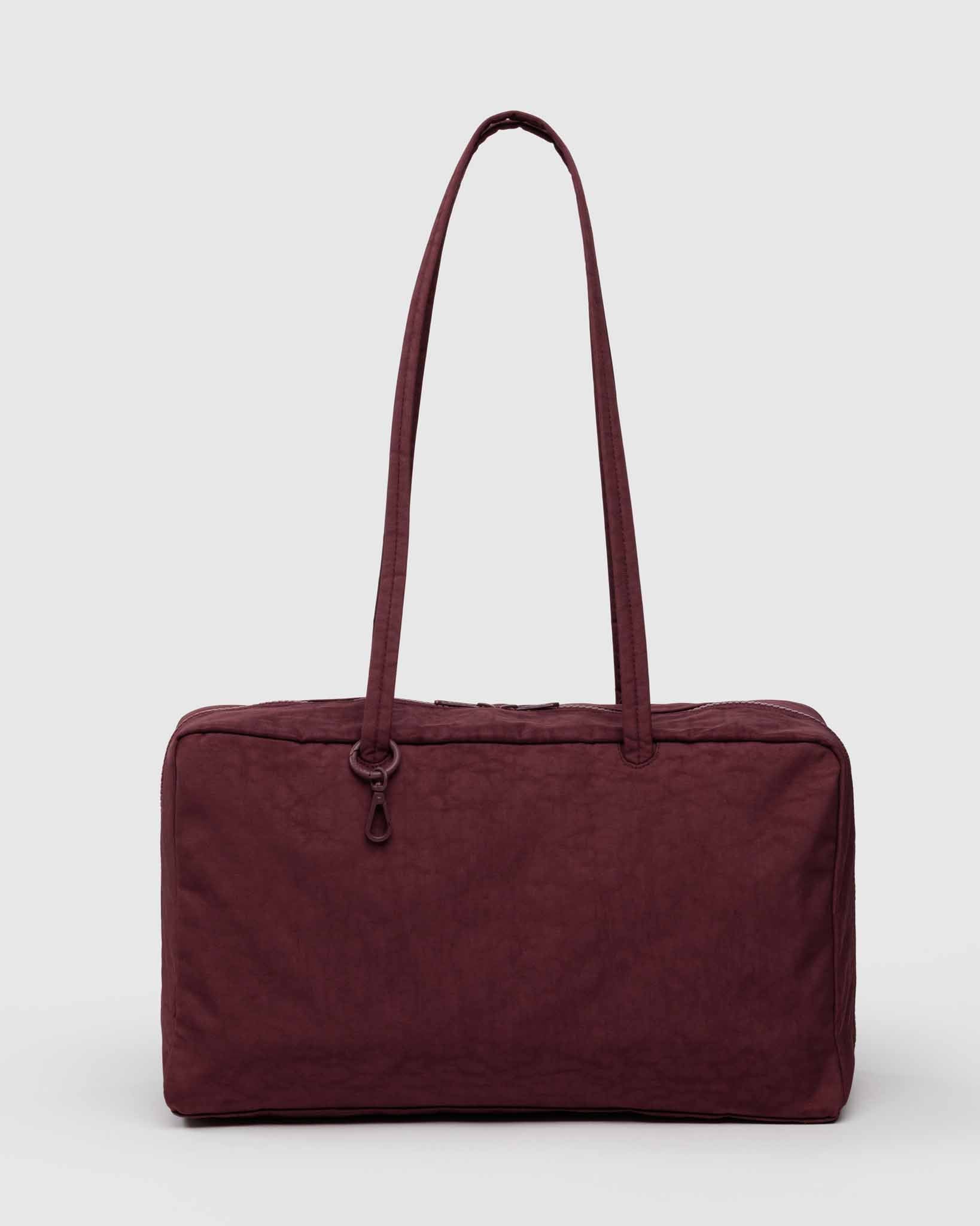 Mahogany Medium Nylon Bowler Bag | BAGGU | Shoulder Bag