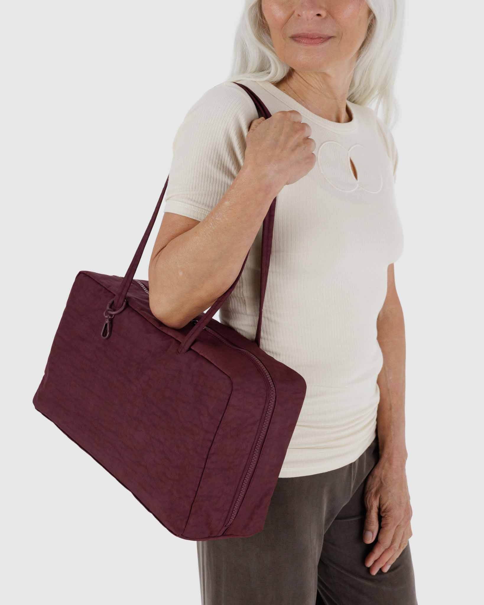 Mahogany Medium Nylon Bowler Bag | BAGGU | Shoulder Bag