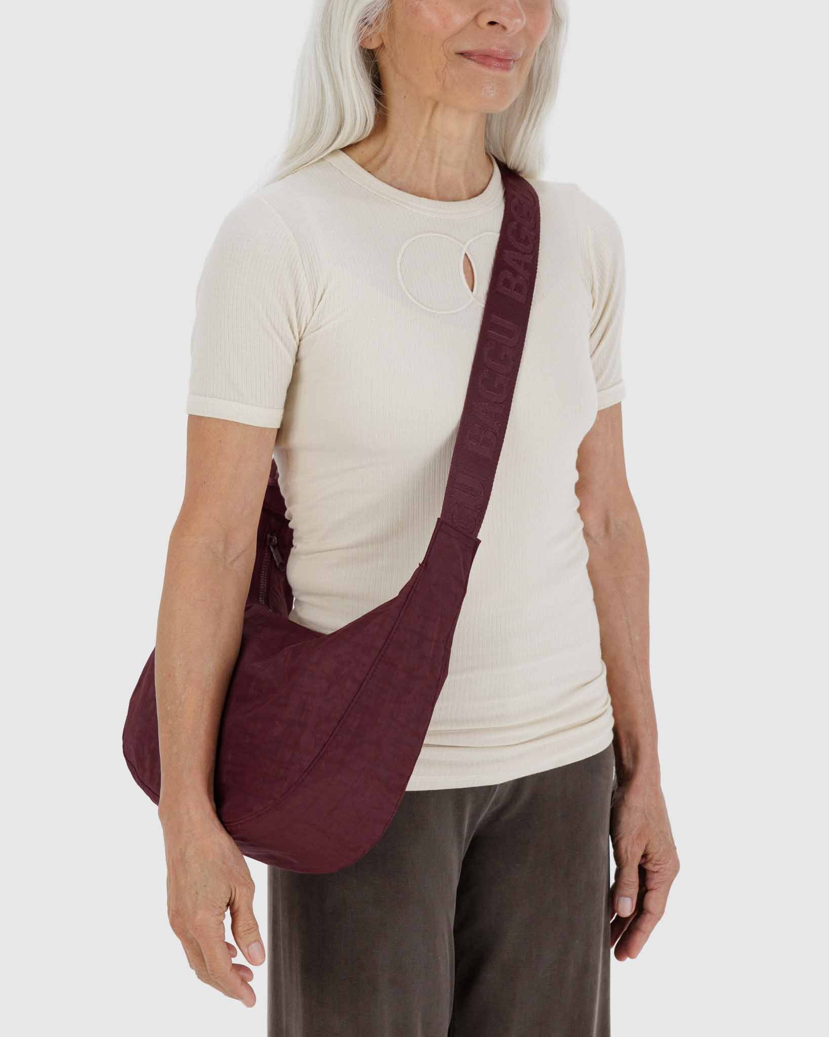 BAGGU Mahogany medium nylon crescent bag | BAGGU | Crossbody Bag