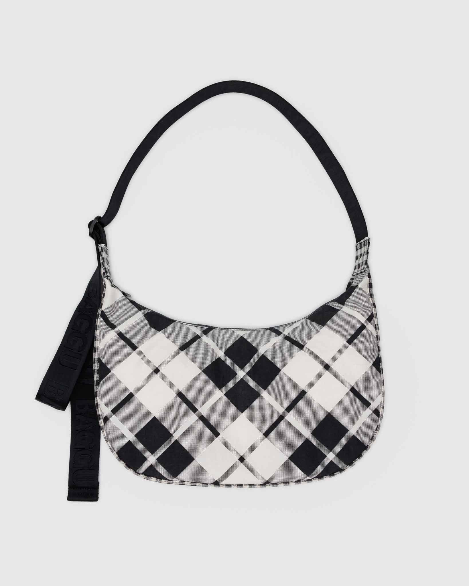 BAGGU Mixed Plaid medium nylon crescent bag | BAGGU | Crossbody Bag