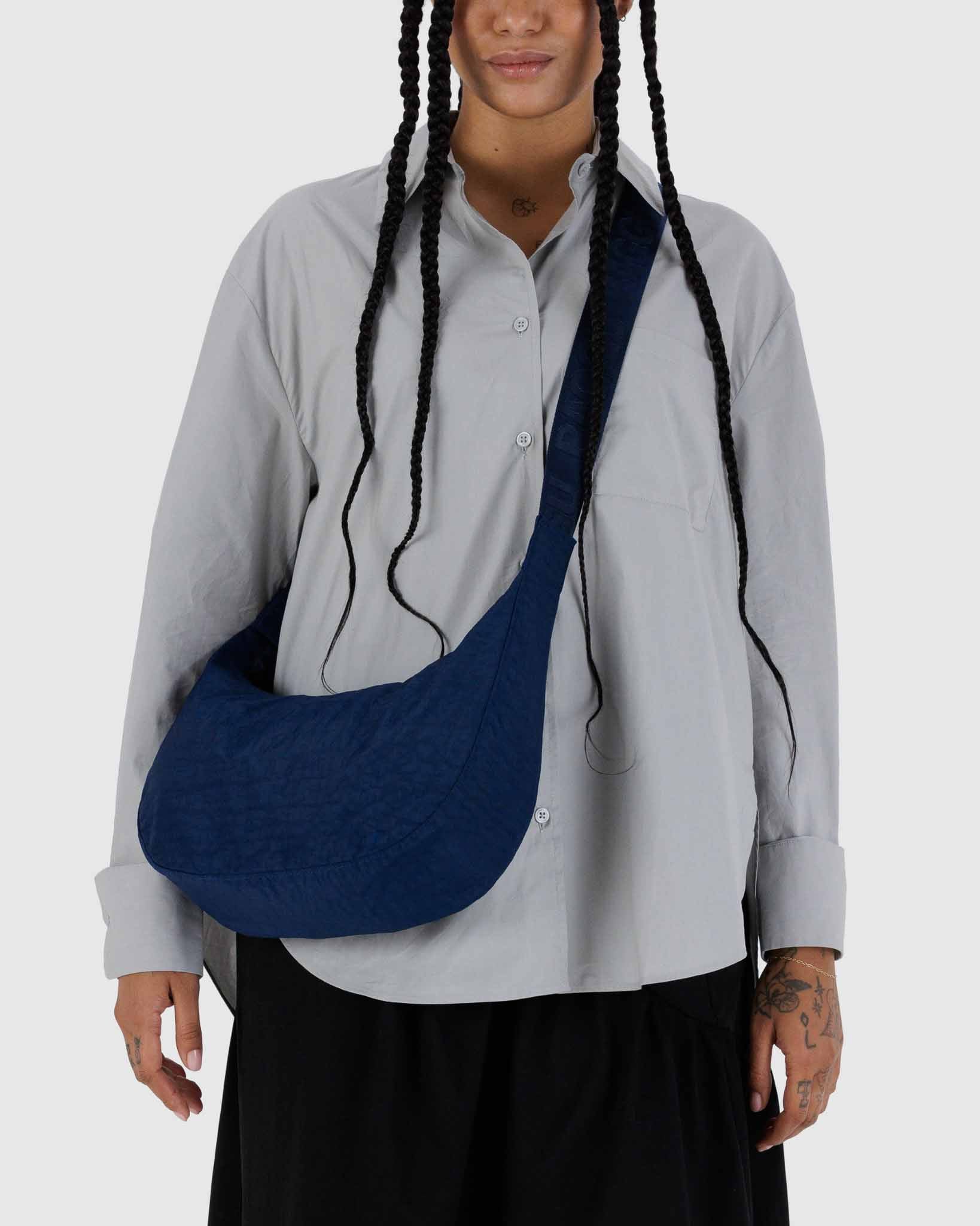 BAGGU Navy medium nylon crescent bag | BAGGU | Crossbody Bag