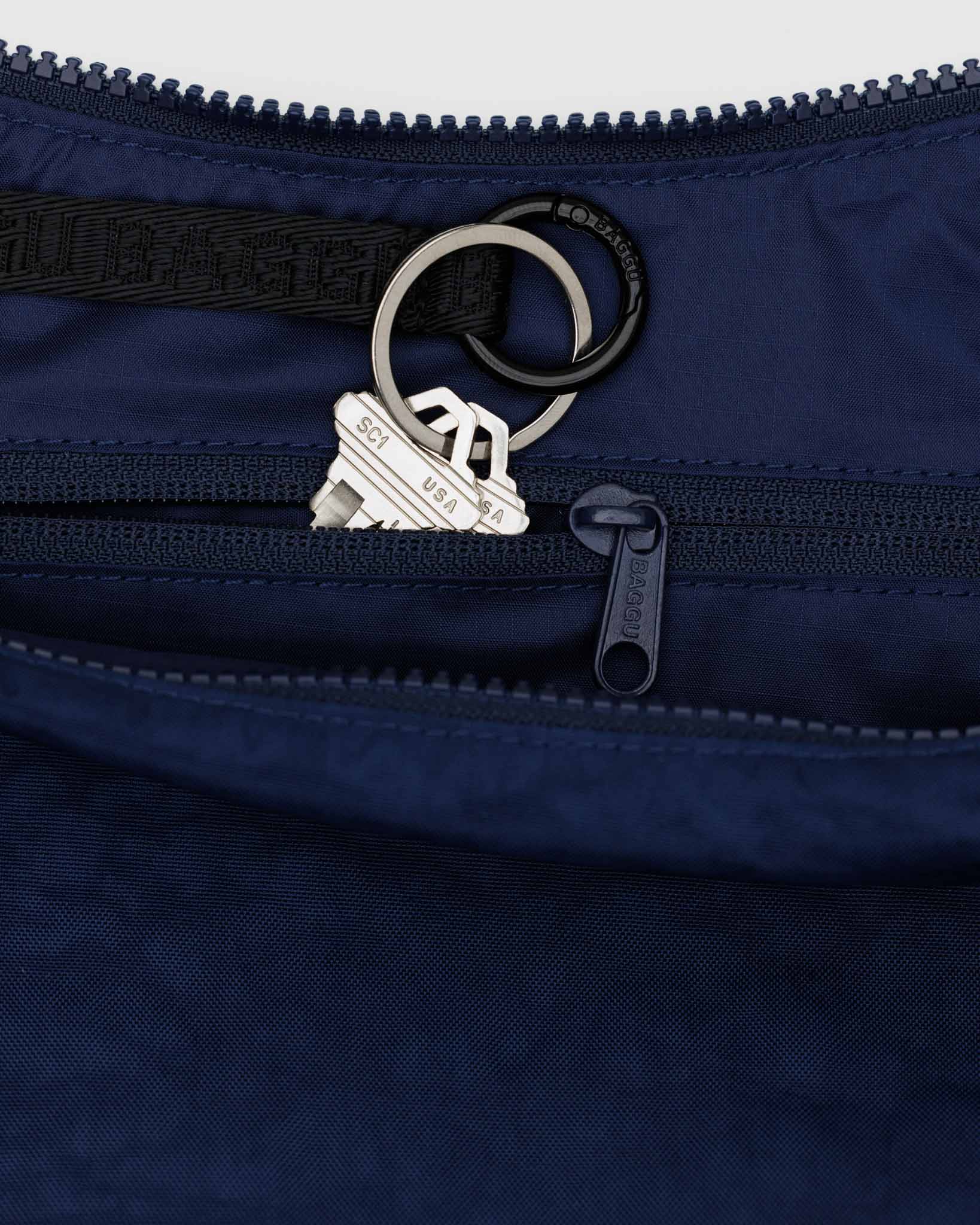 Navy medium nylon crescent bag | BAGGU | Crossbody Bag