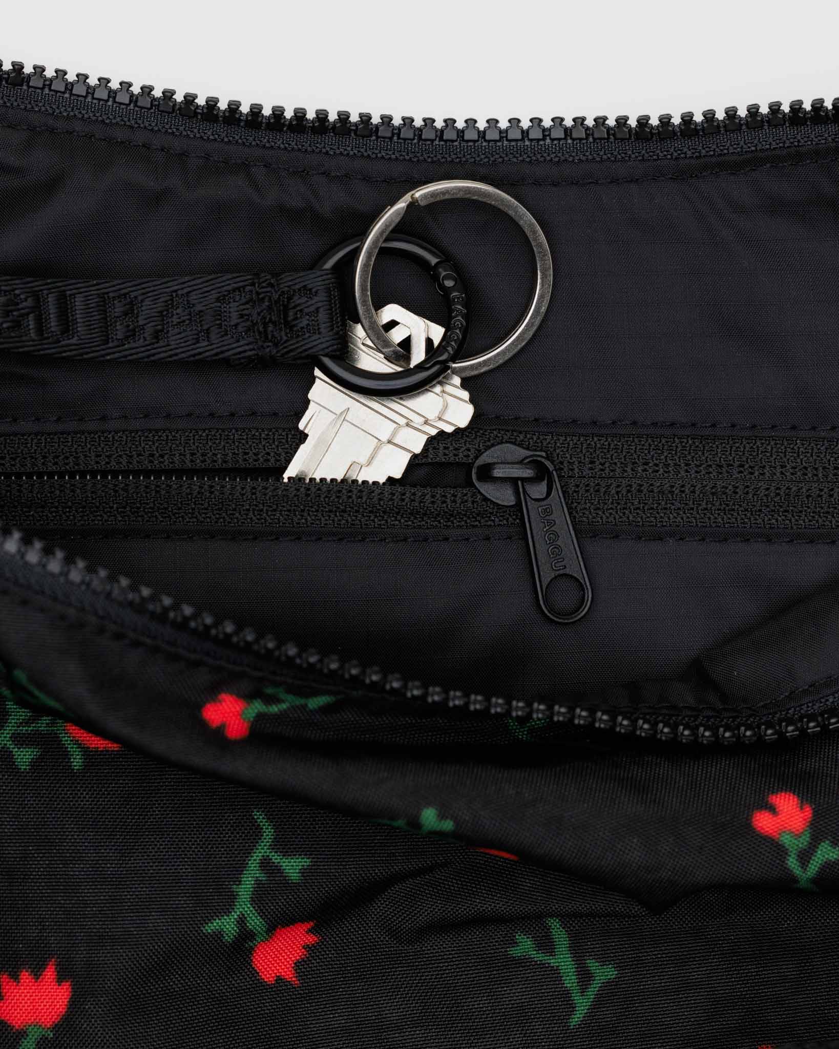 BAGGU Painted Wildflower medium nylon crescent bag | BAGGU | Crossbody Bag