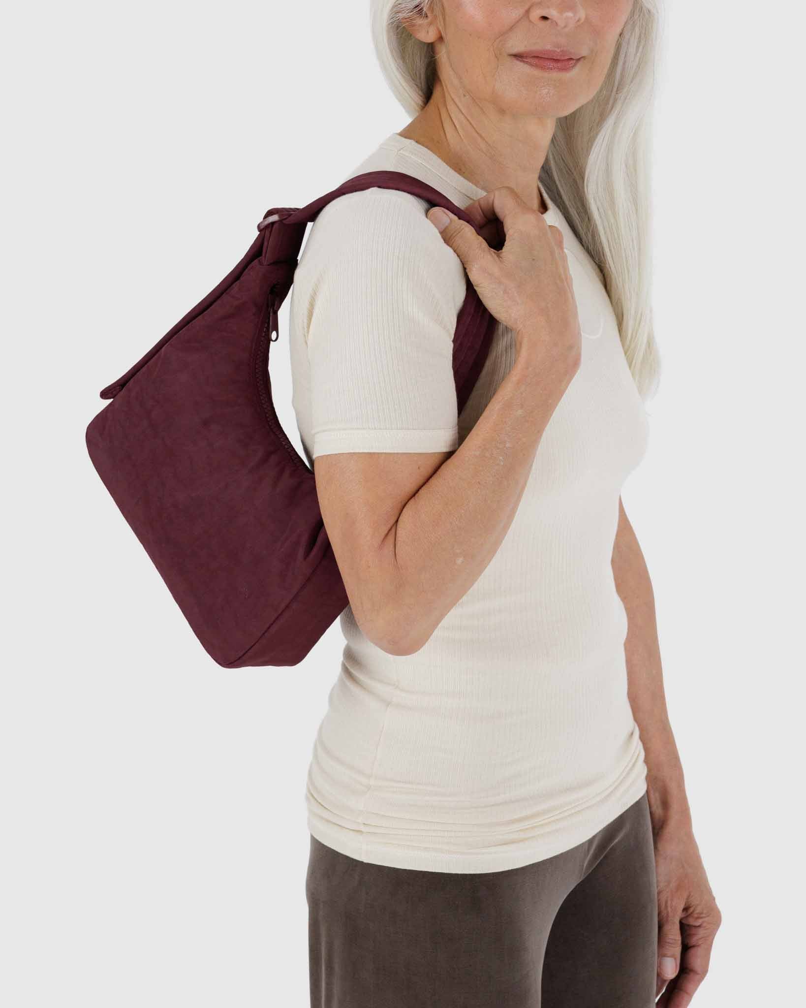 Mahogany Mini Nylon Shoulder Bag | BAGGU | Shoulder Bag