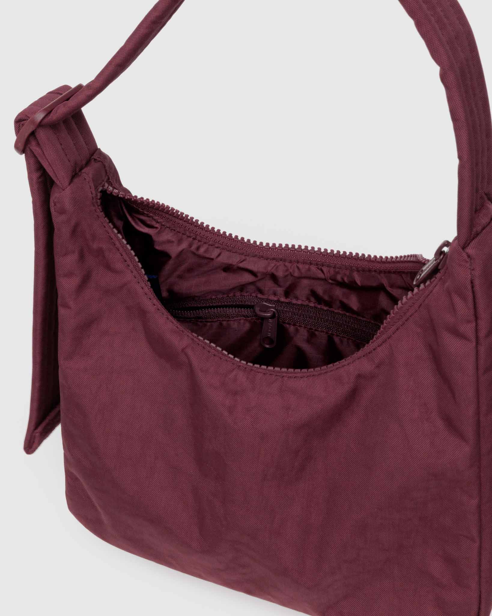 Mahogany Mini Nylon Shoulder Bag | BAGGU | Shoulder Bag