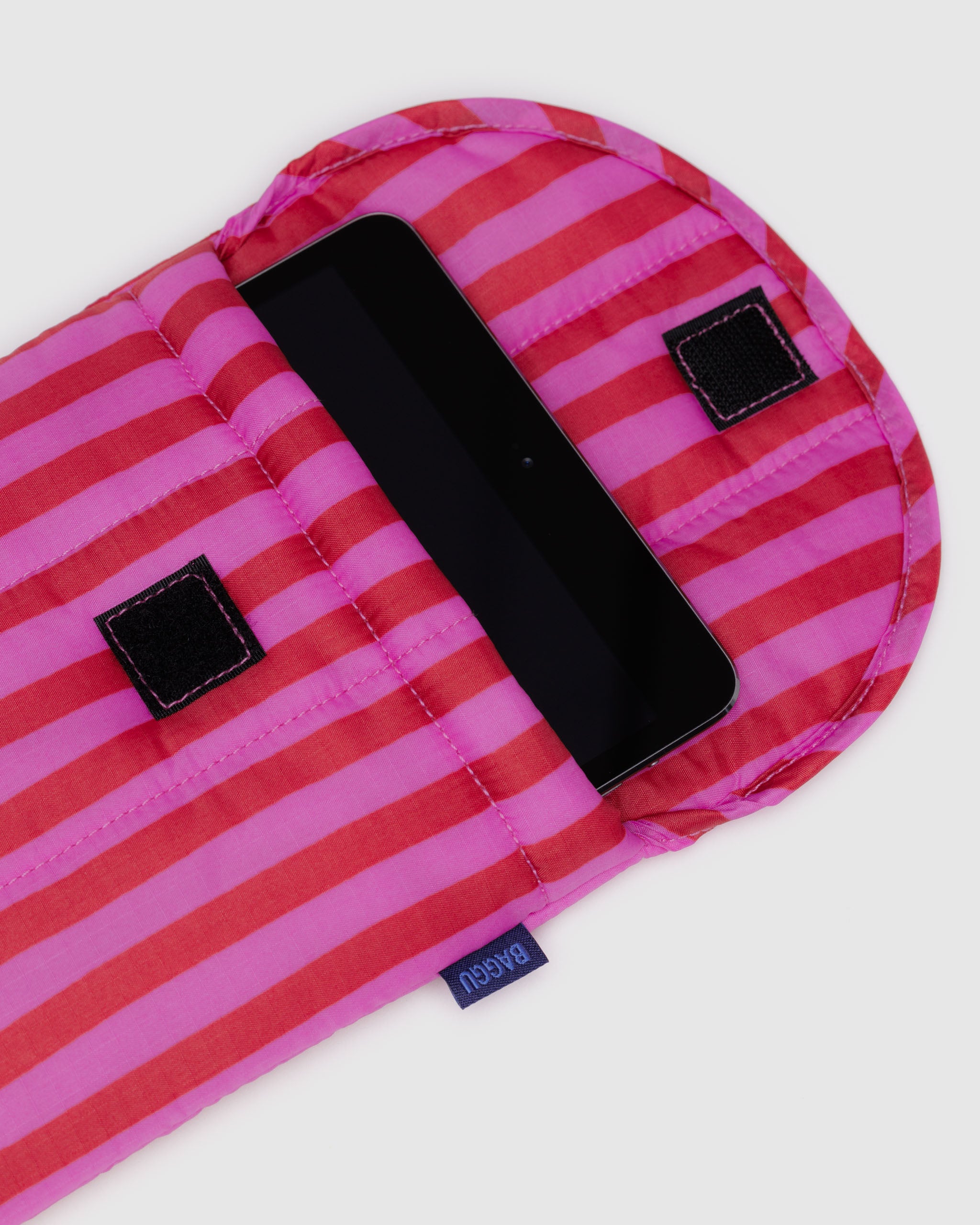 BAGGU Pink & Red Painted Stripe Puffy Tablet Sleeve 8"