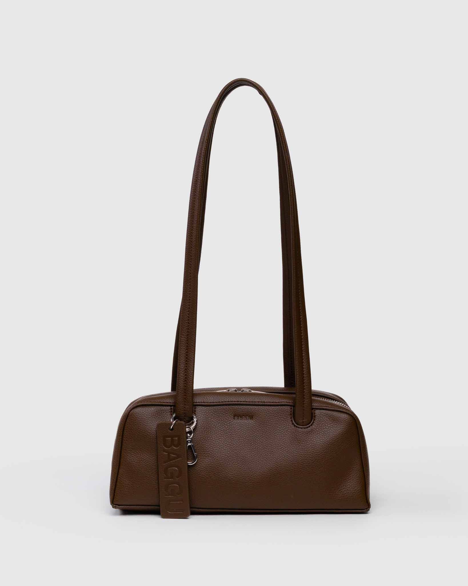Brown Small Recycled Leather Bowler Bag
