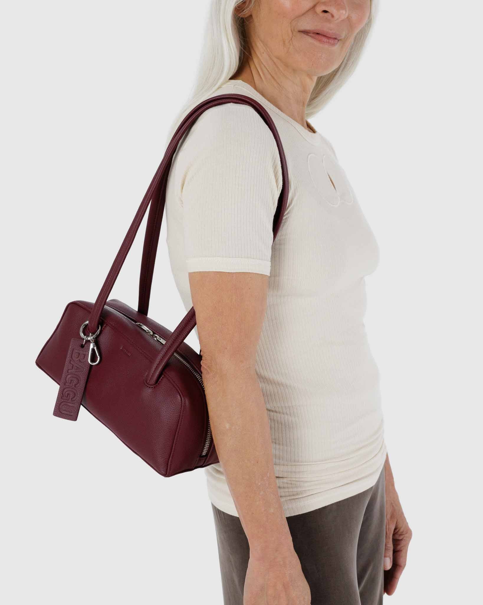 Mahogany Small Recycled Leather Bowler Bag