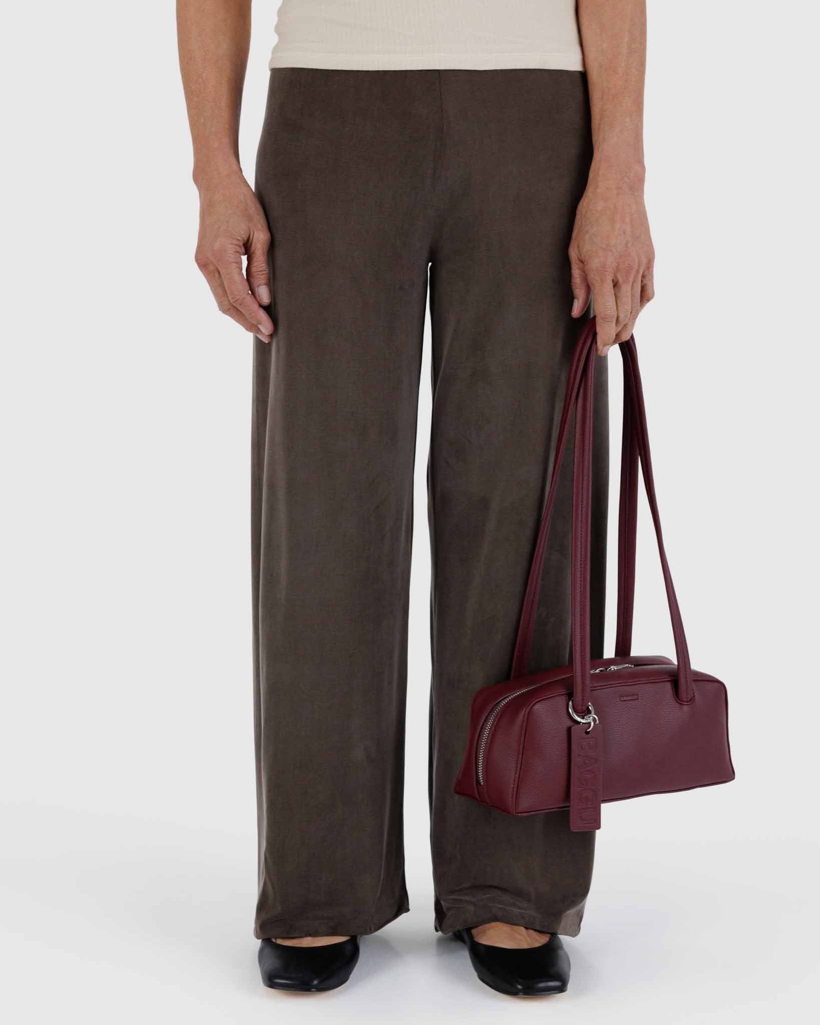 Mahogany Small Recycled Leather Bowler Bag