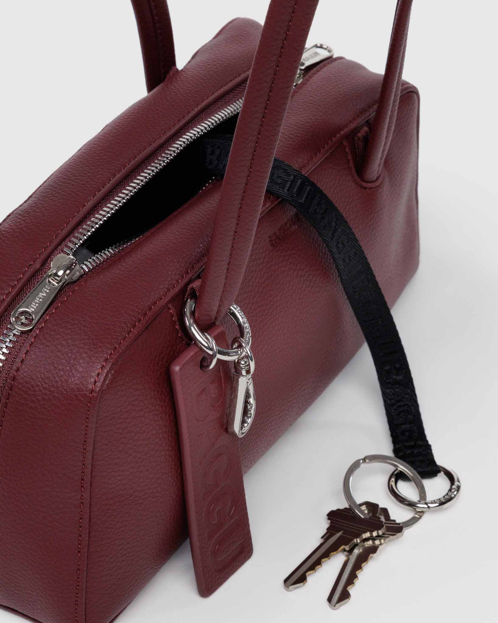 Mahogany Small Recycled Leather Bowler Bag