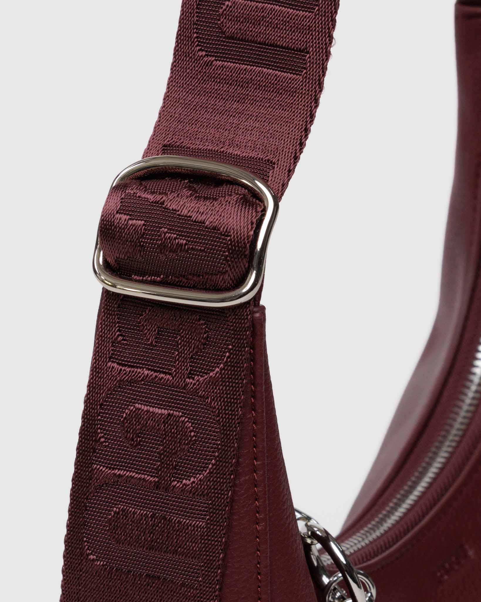 Mahogany Small Recycled Leather Crescent Bag