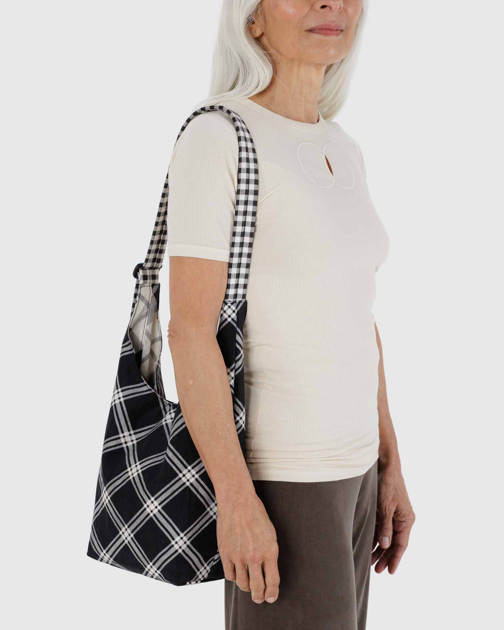 Mixed Plaid Small Nylon Sling BAGGU