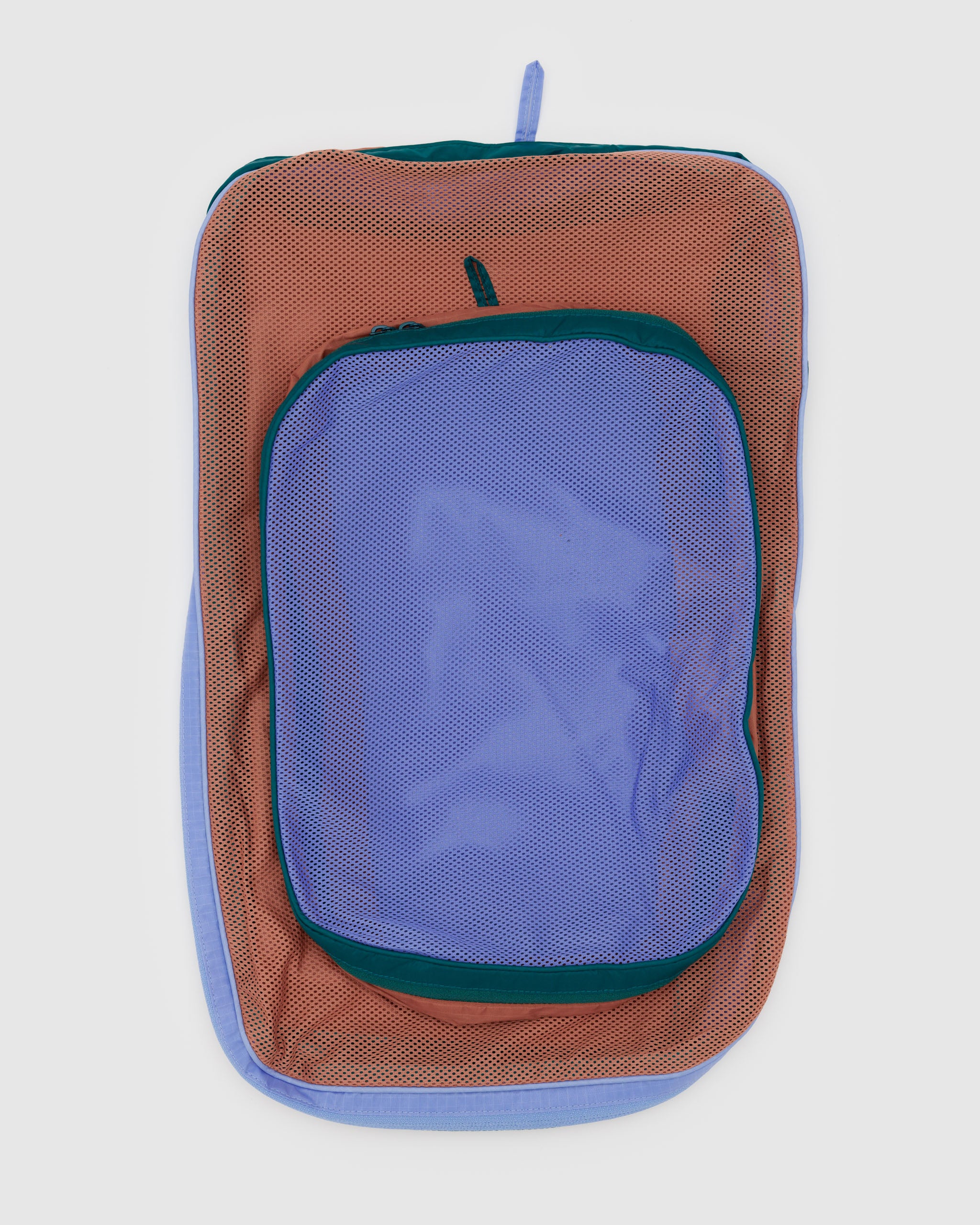 A large BAGGU packing cubes set in Mesh Canyon stacked