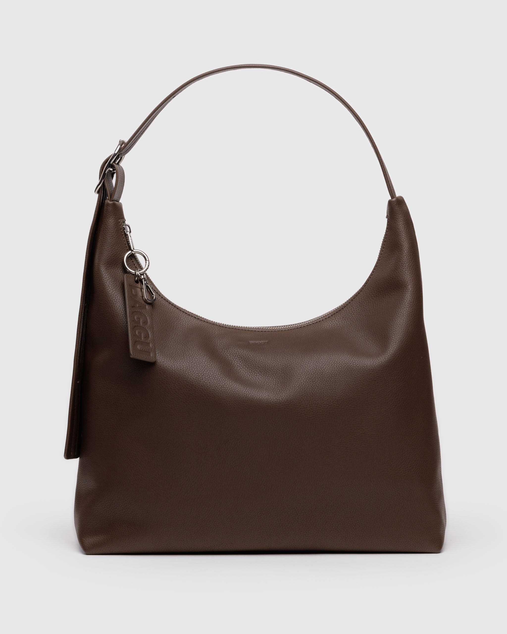 Brown recycled leather shoulder bag | BAGGU | Shoulder + Crossbody Bag