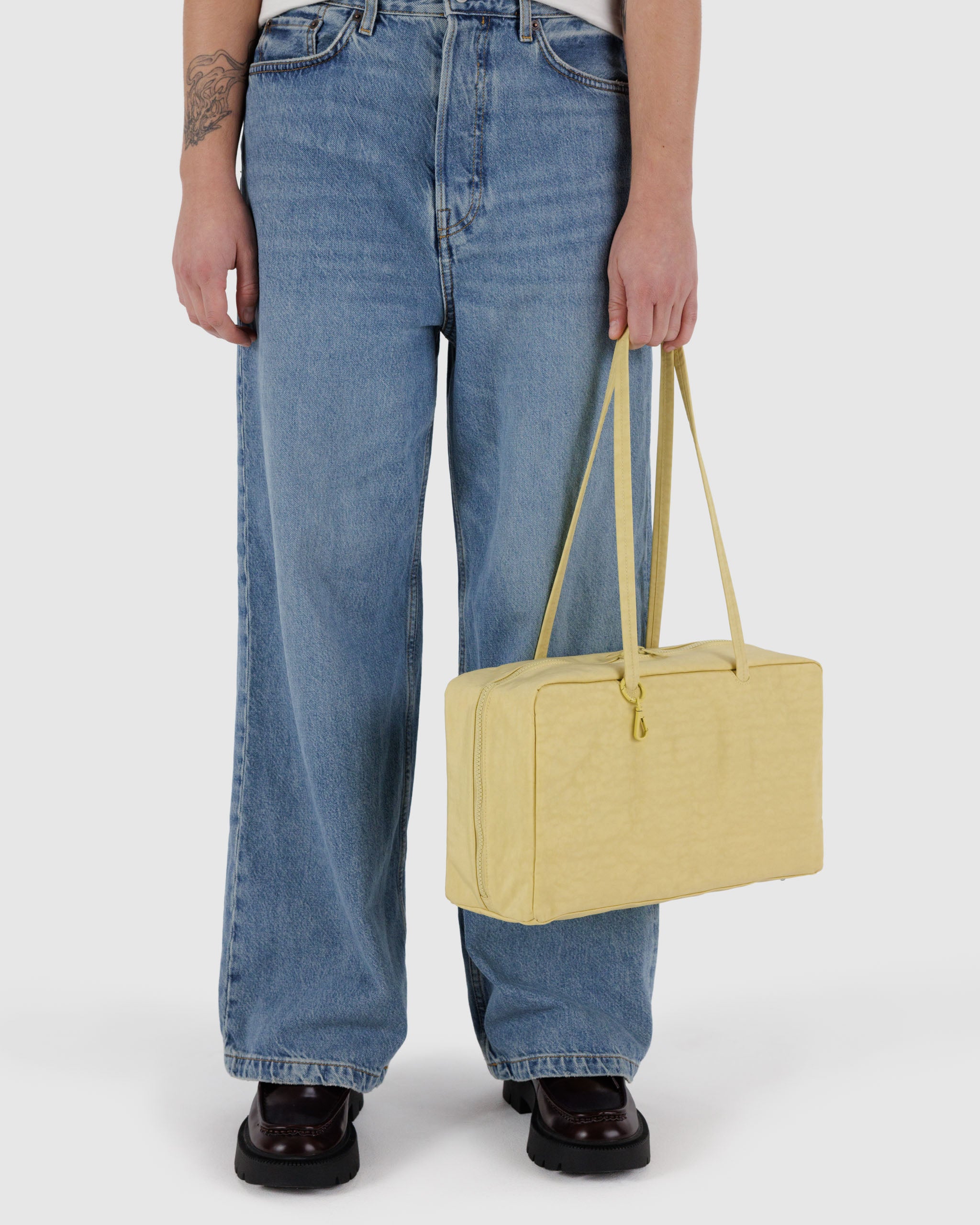 Butter Medium Nylon Bowler Bag