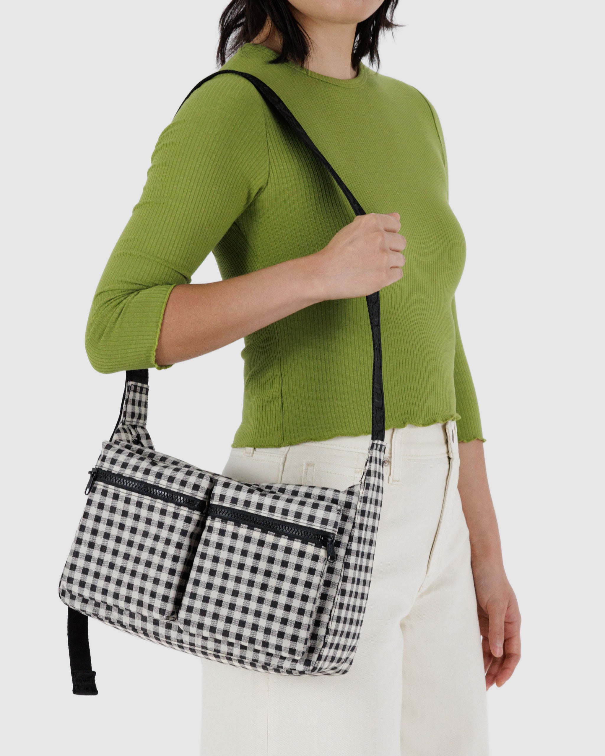 BAGGU Black & White Gingham Medium Cargo Crossbody