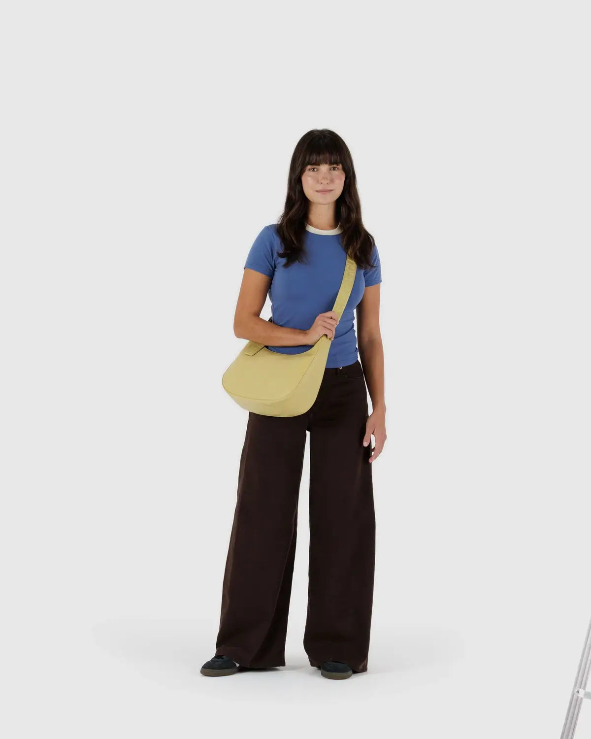 Straw Medium Recycled Leather Crescent Bag | BAGGU | Shoulder + Crossbody Bag