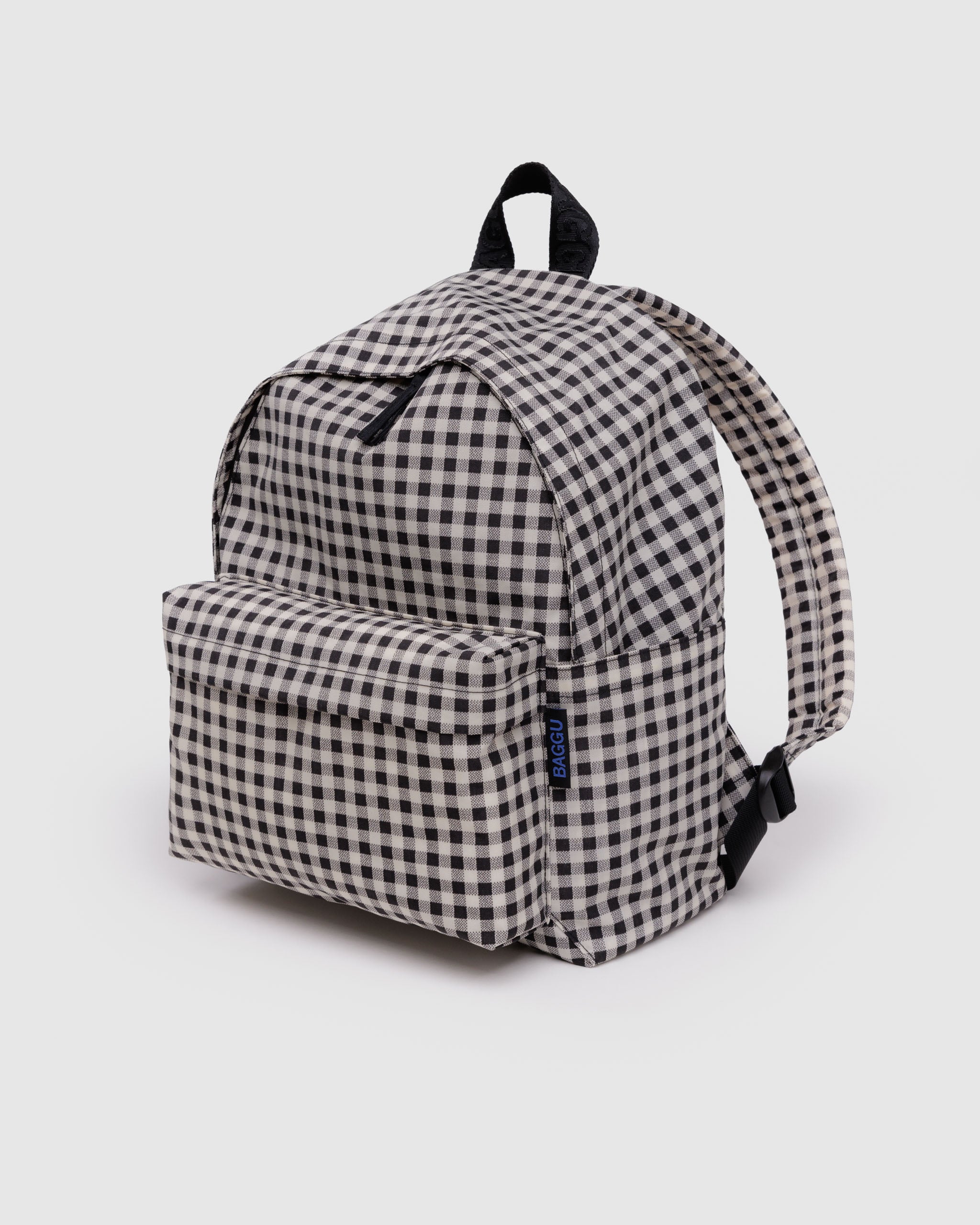 Black & White Gingham Medium Nylon Backpack
