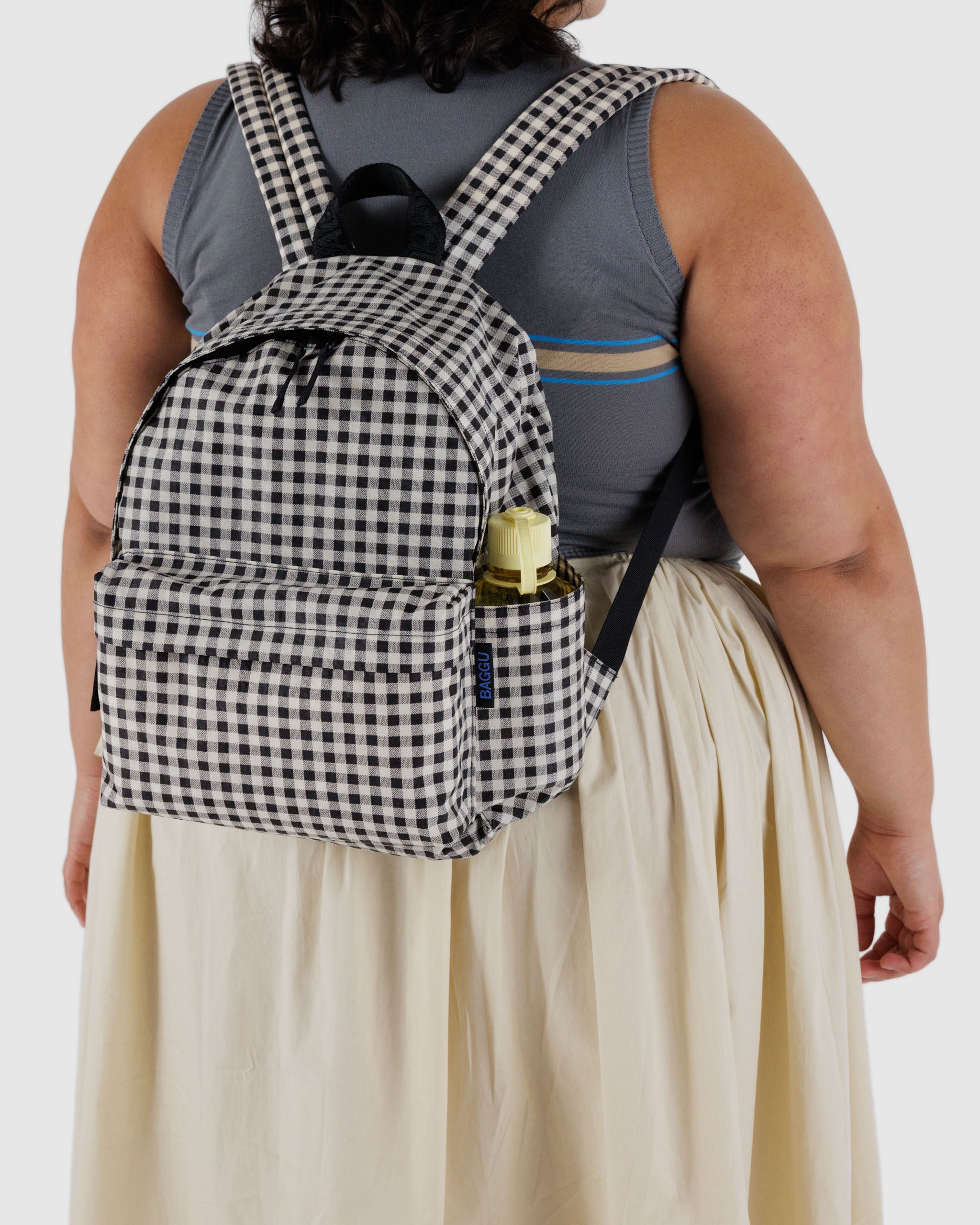 Black & White Gingham Medium Nylon Backpack