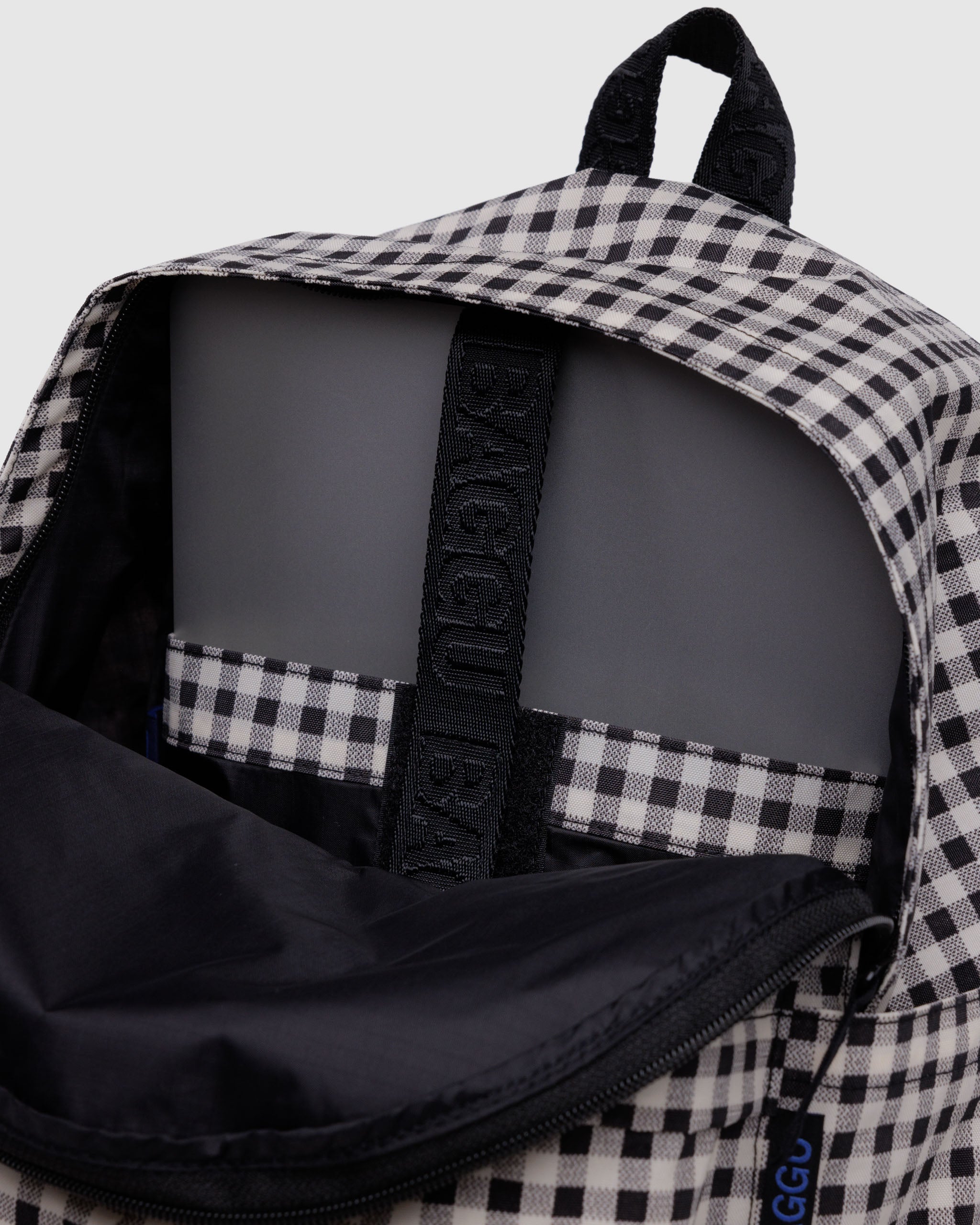 Black & White Gingham Medium Nylon Backpack