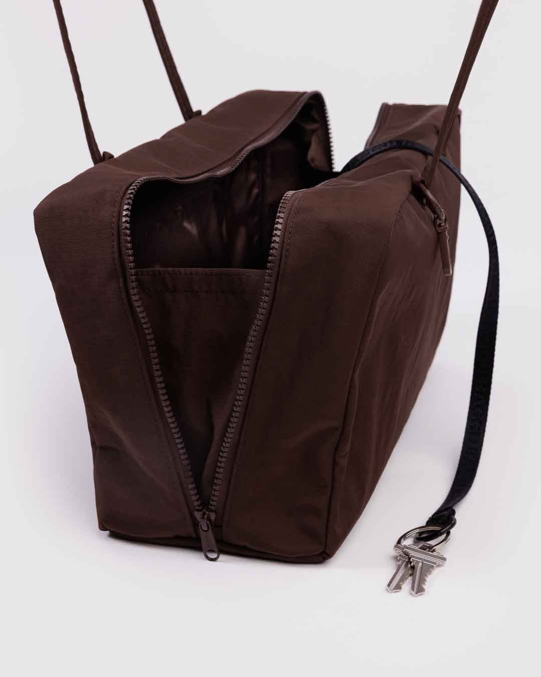 Coffee Medium Nylon Bowler Bag BAGGU