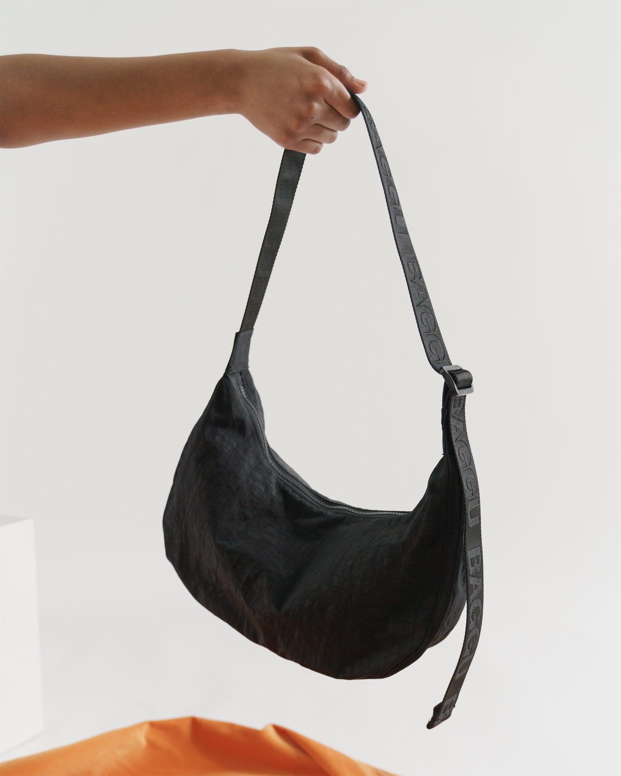 Black Medium Crescent Bag
