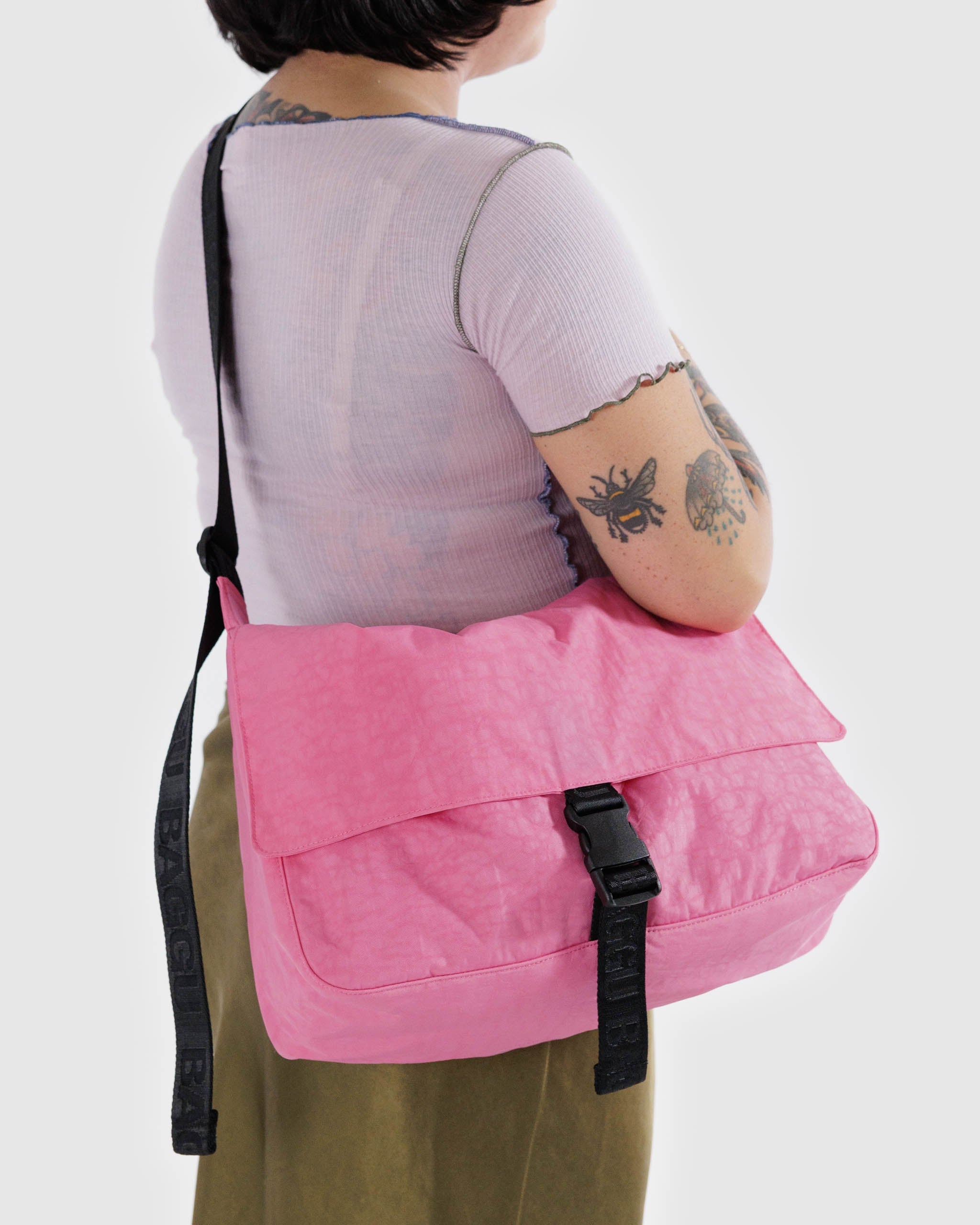 Pink messenger bag deals