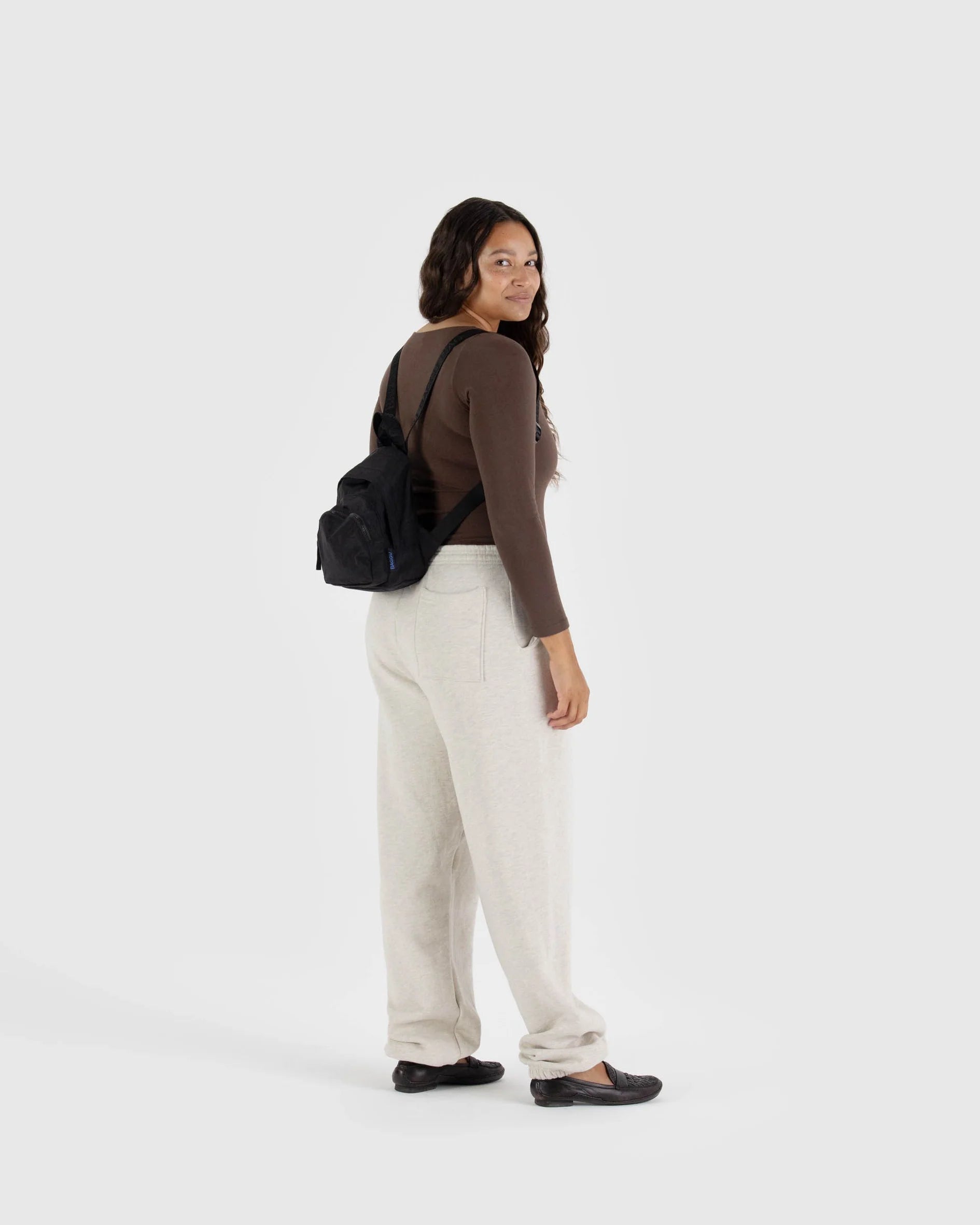 Mini black nylon backpack 2025