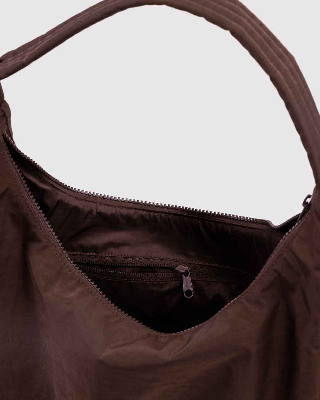 Coffee Nylon Shoulder Bag
