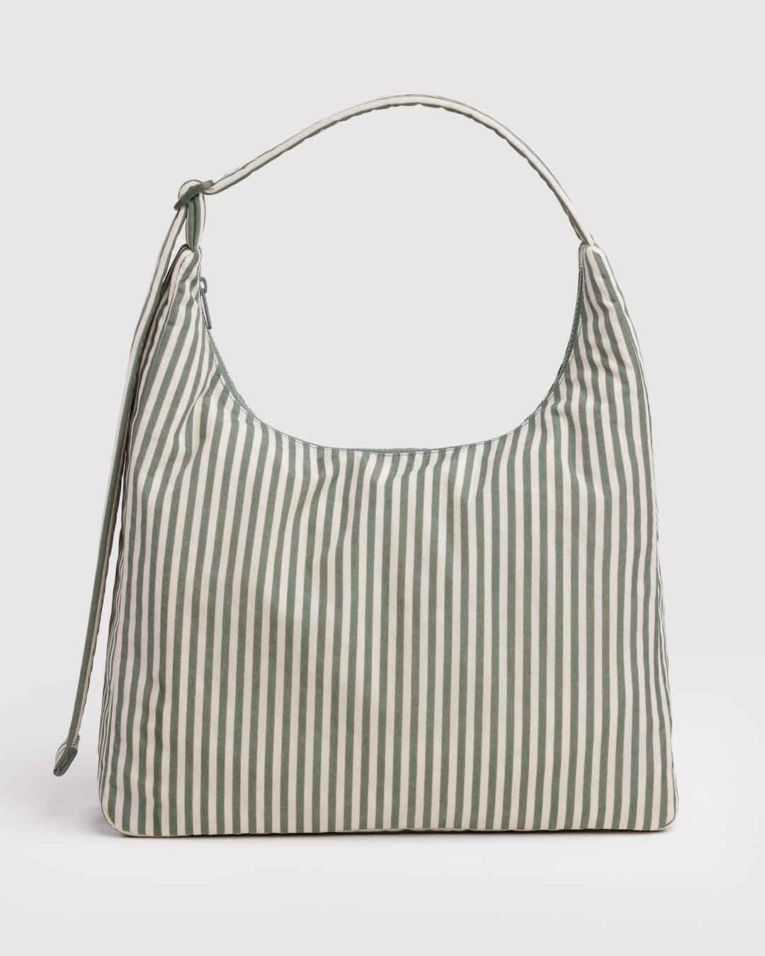 Sage Stripe Nylon Shoulder Bag